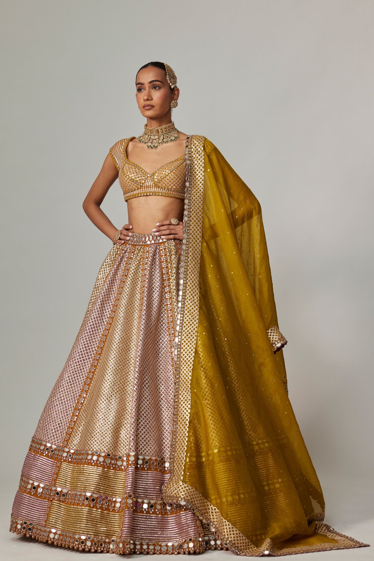 Mustard Multicolor Lehenga Set