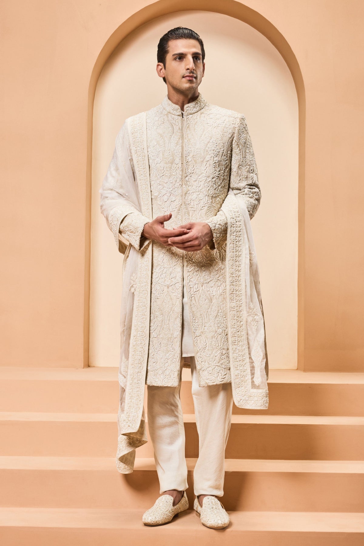 Appliqué Pearl Sherwani Set