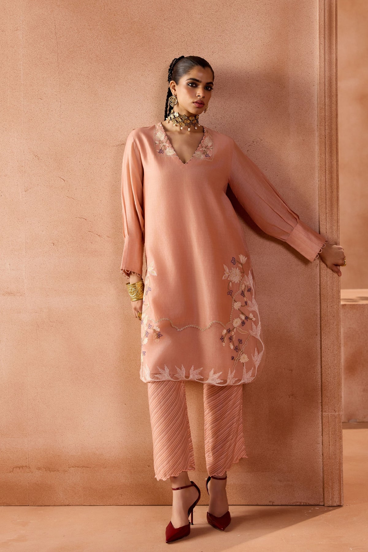 Pink Blossoms Kurta Set