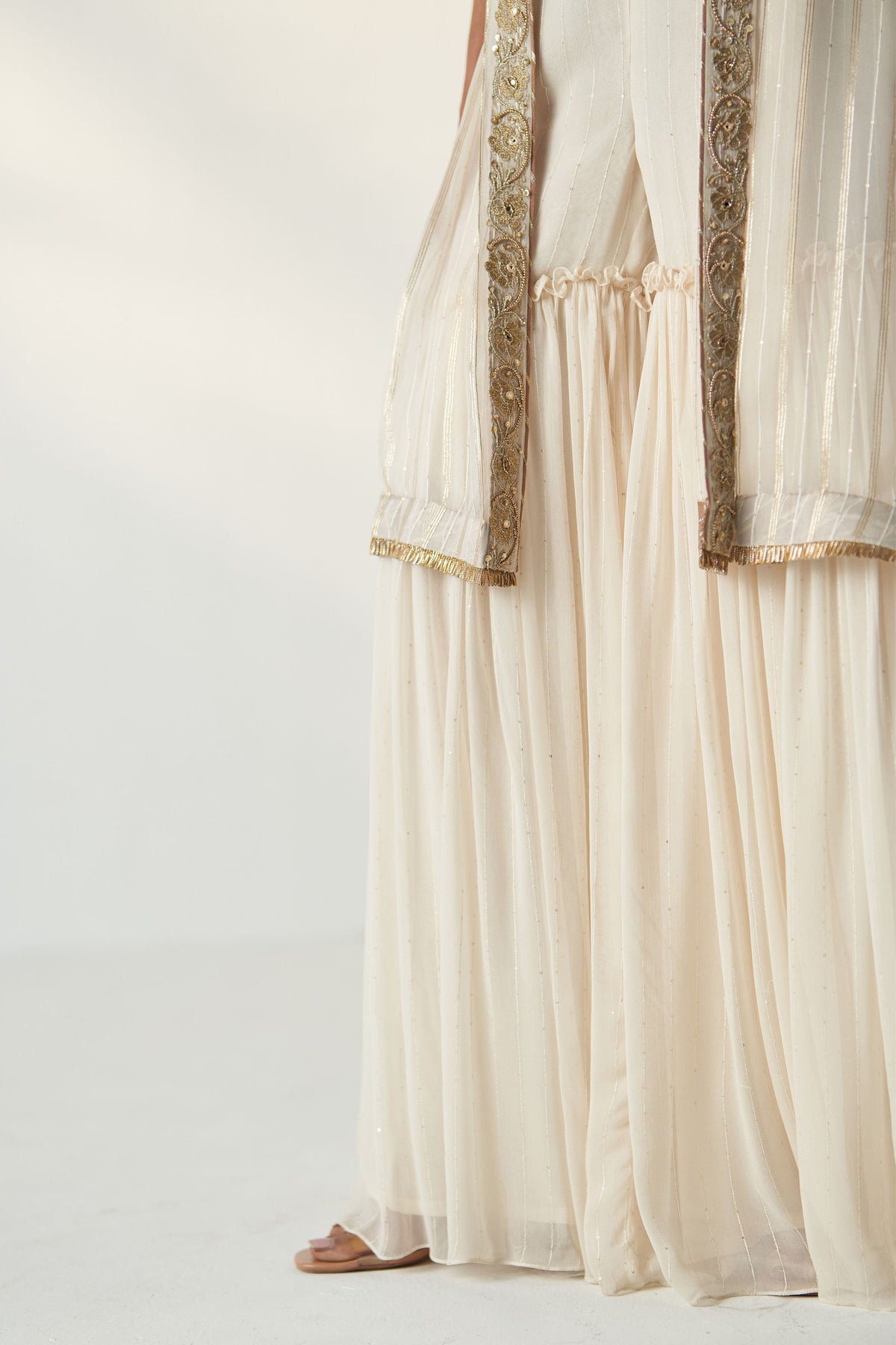 Prisha Ivory Cape Gharara Set