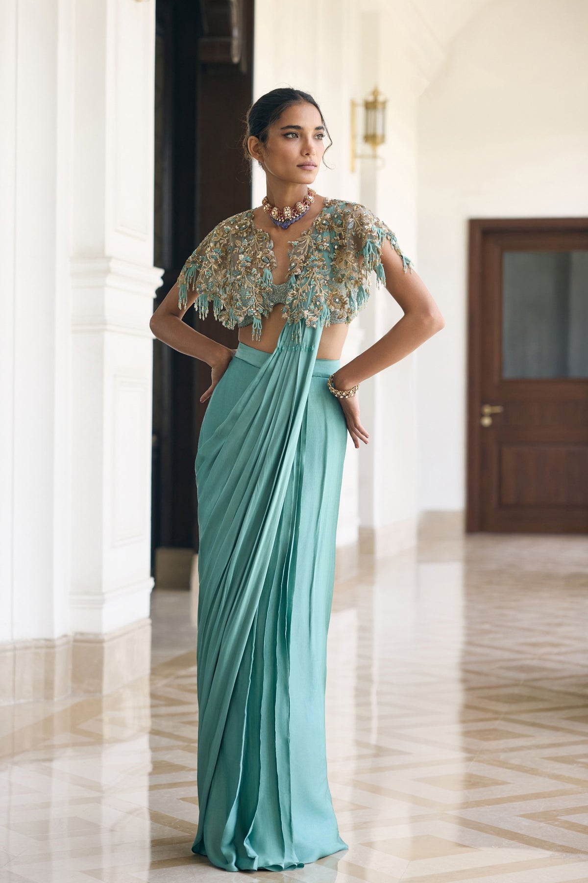 Lilium Cape Draped Saree Set