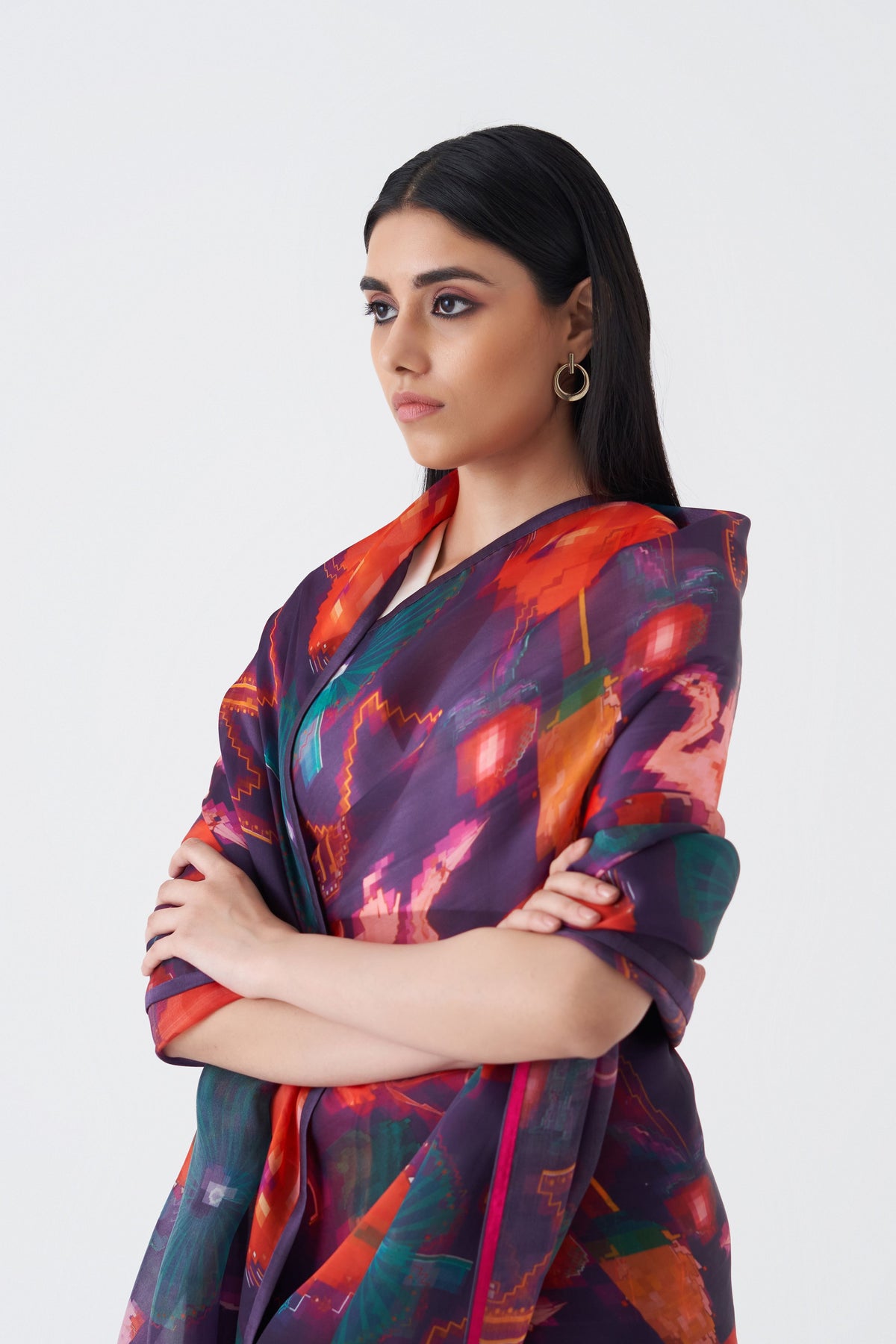 Printed Oaxaca Morado Saree