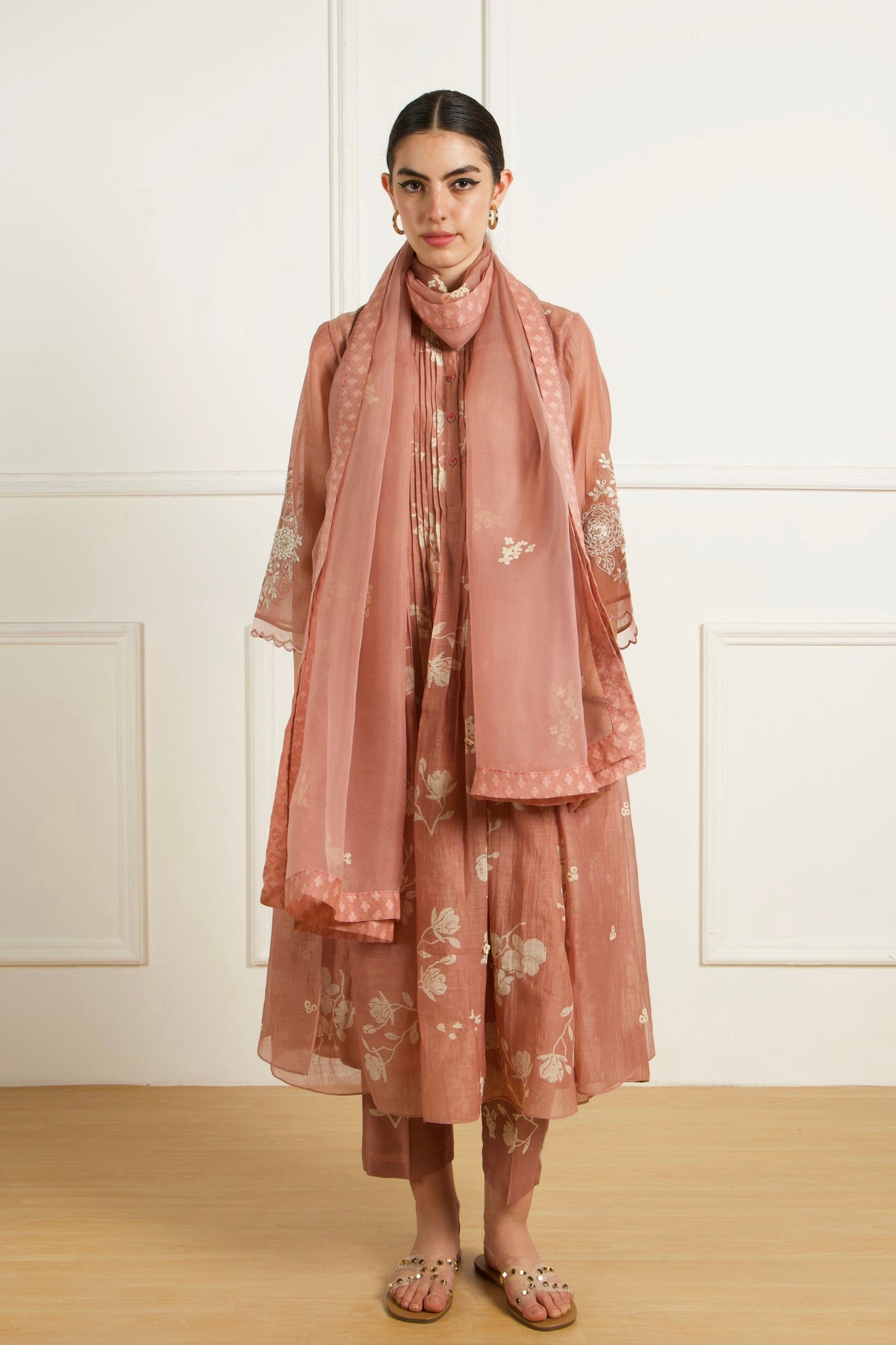Almond Pleated Kurta Set