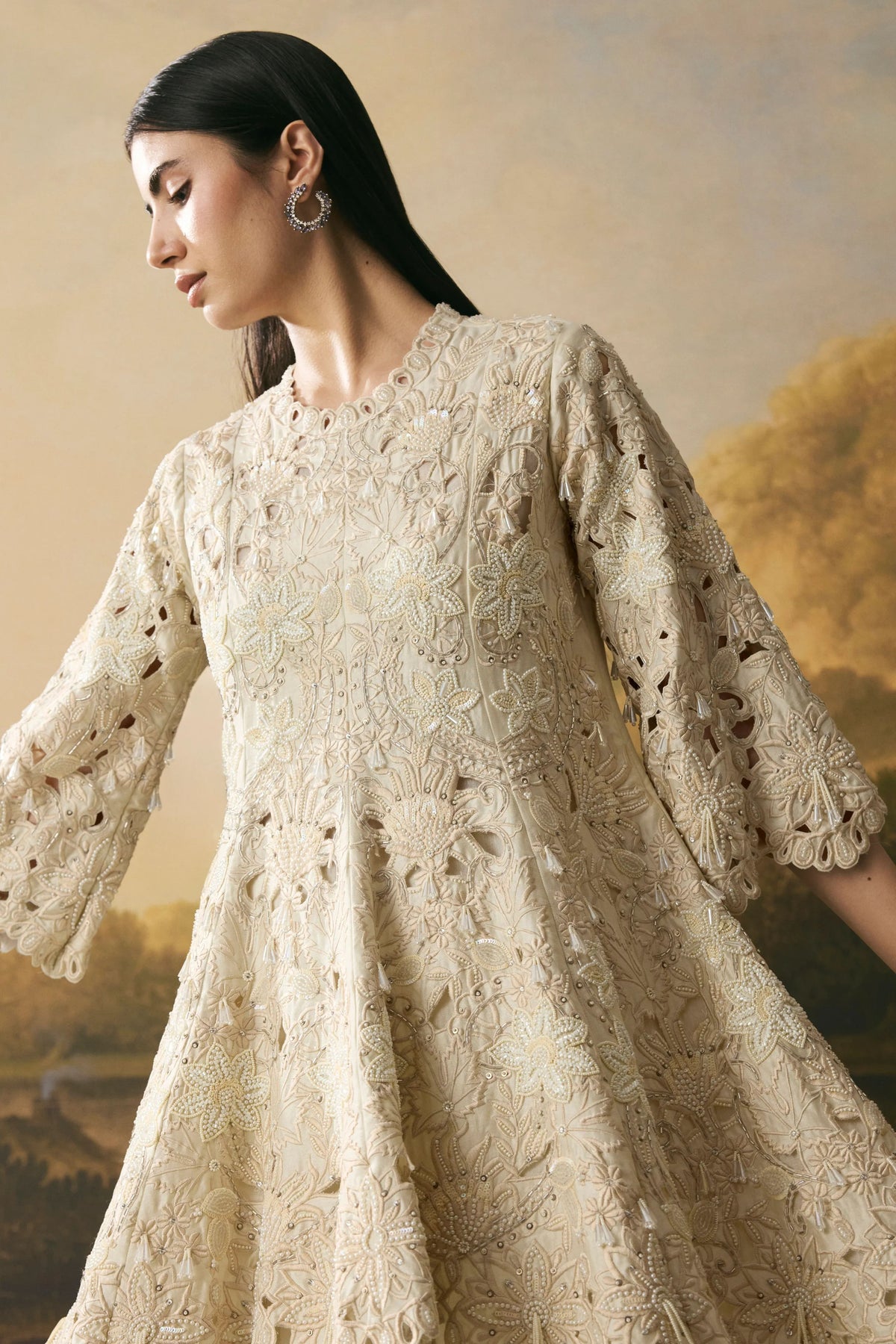 Ivory Cut work Kurta Set