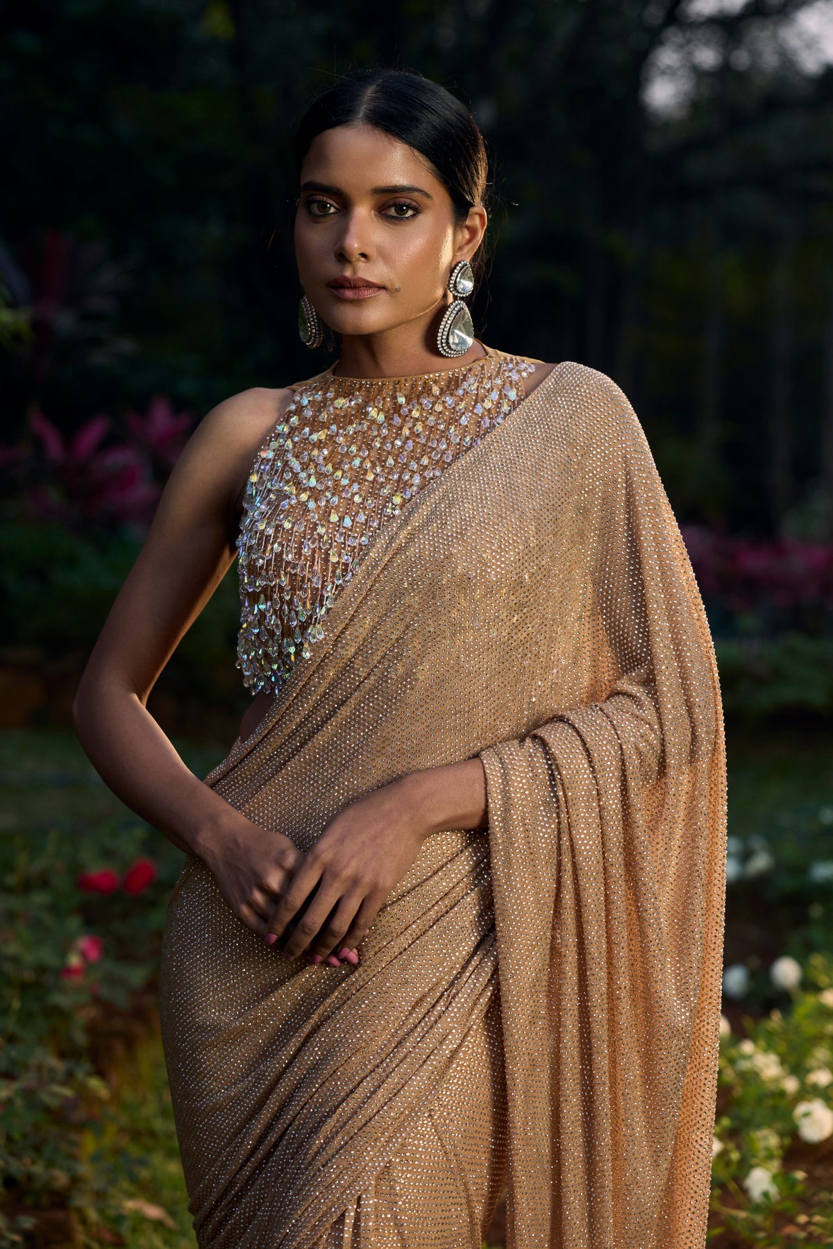 Kanak Tara Crystal Draped Saree Set