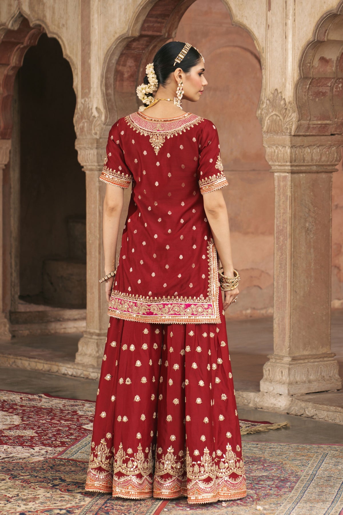 Samreen Red Sharara Set