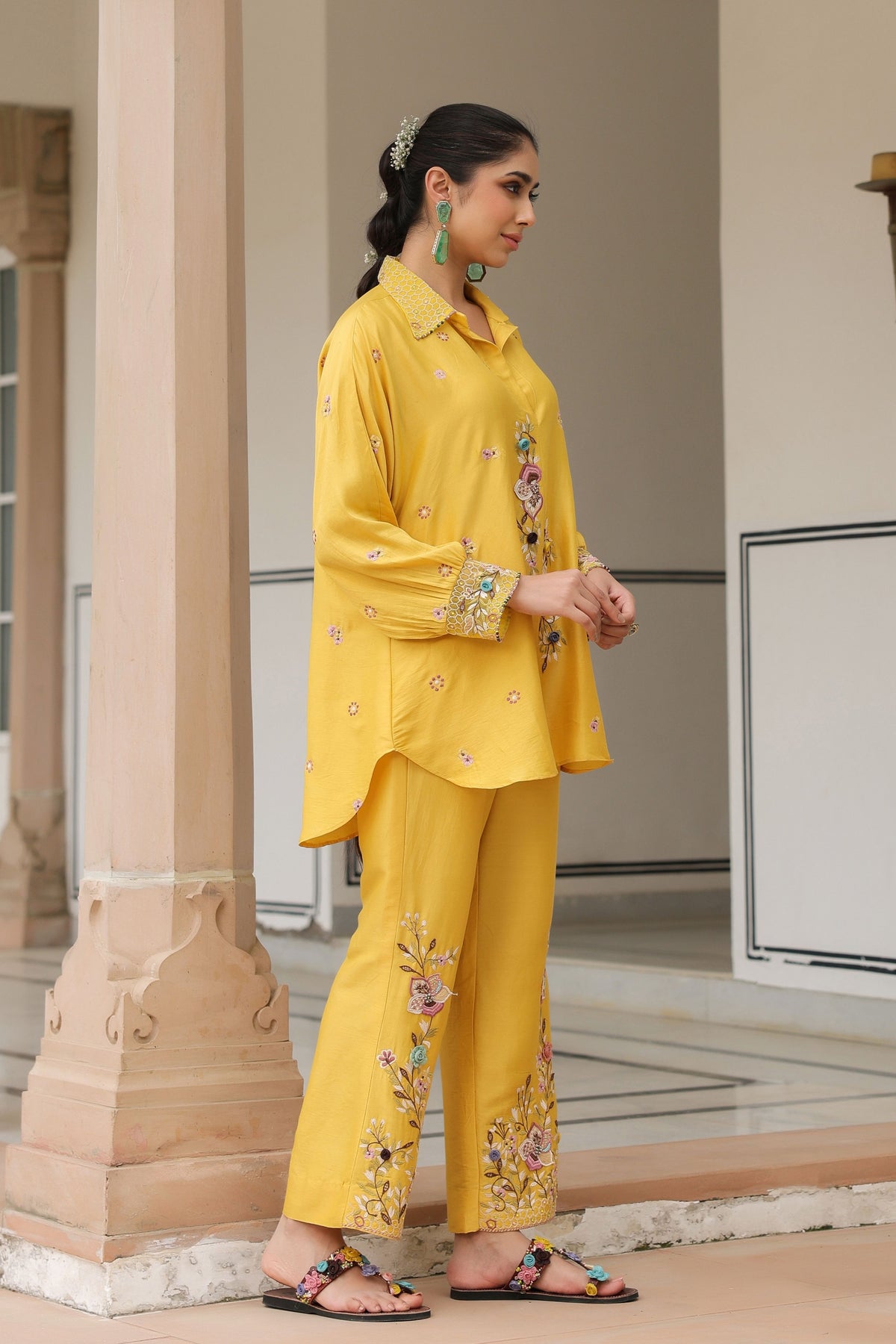 Gulzar Yellow Embroidered Co-ord Set