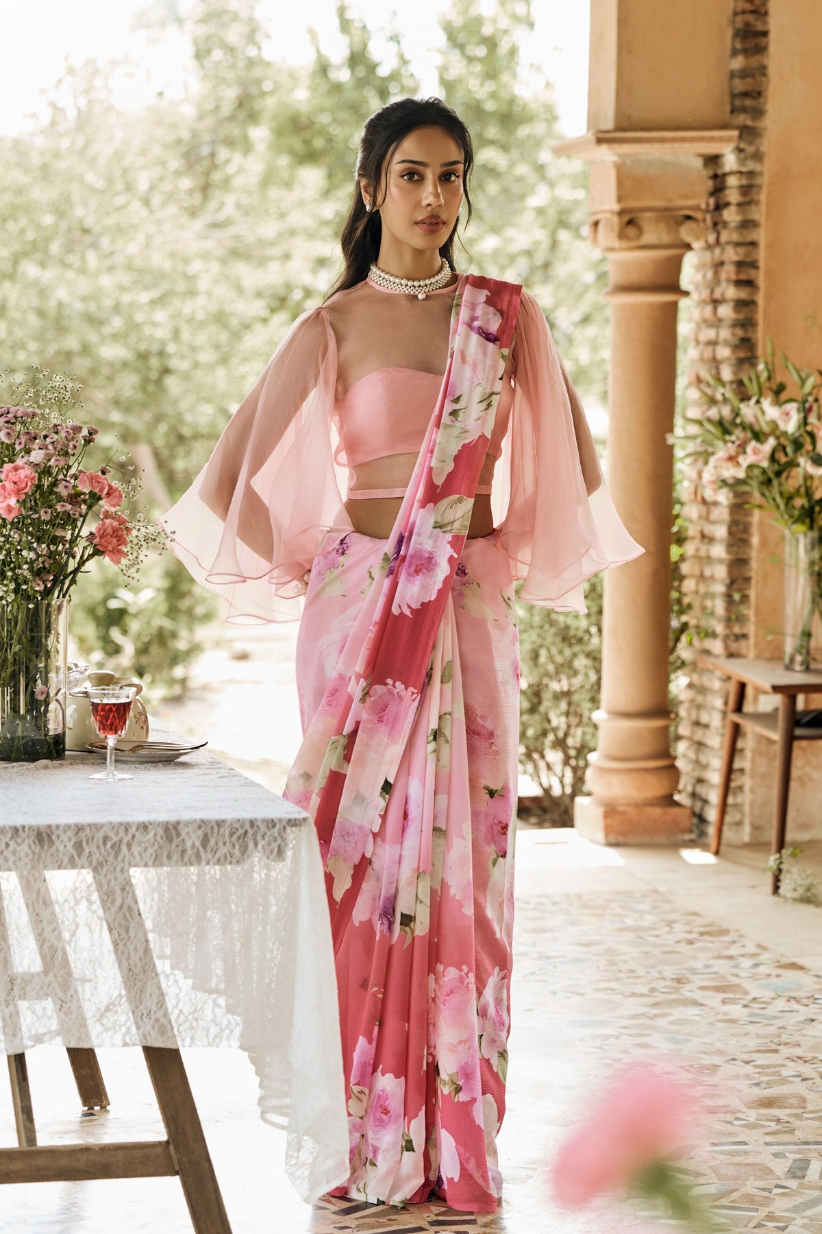 Alea Berry Pink Ombre Saree