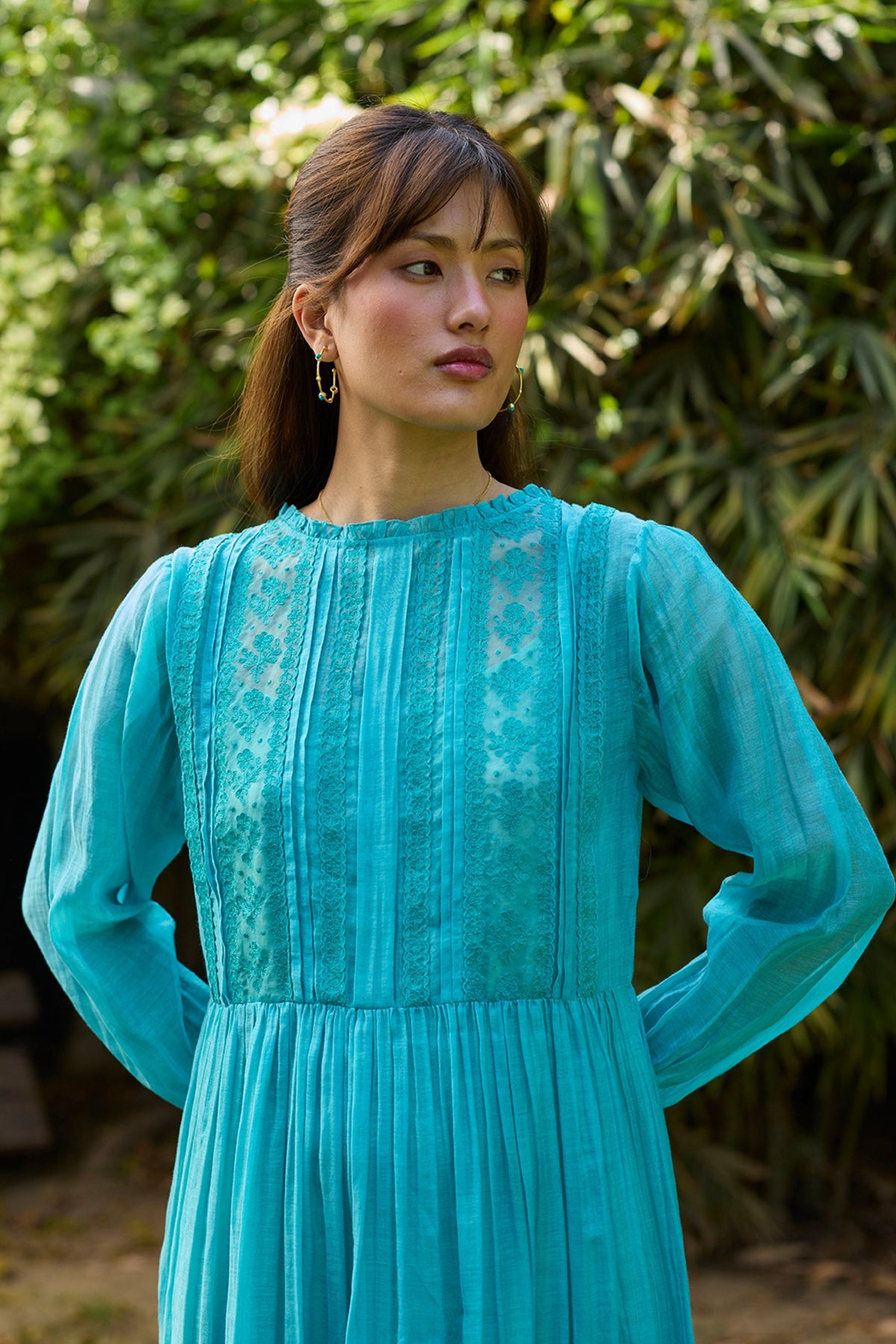 Wander Trail Blue Embroidered Dress