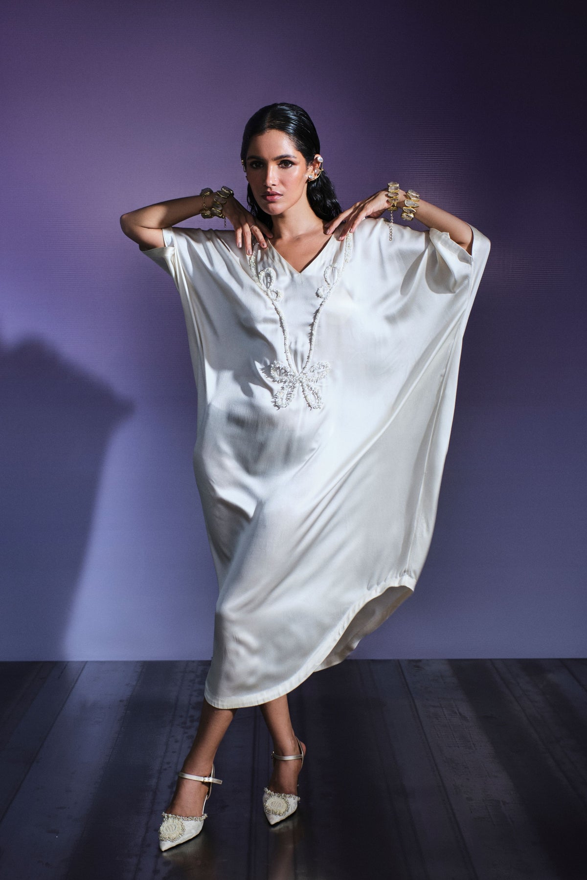 Short Cream Kaftan