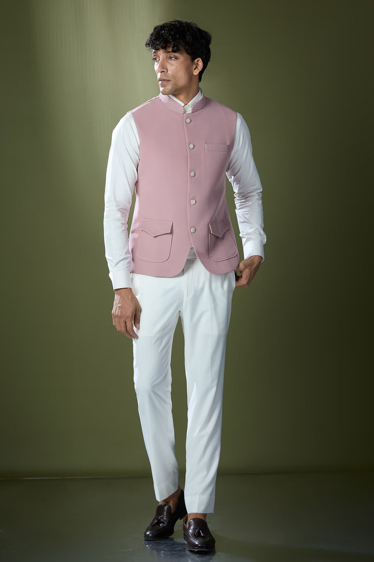 Dusty Pink Nehru Jacket Set