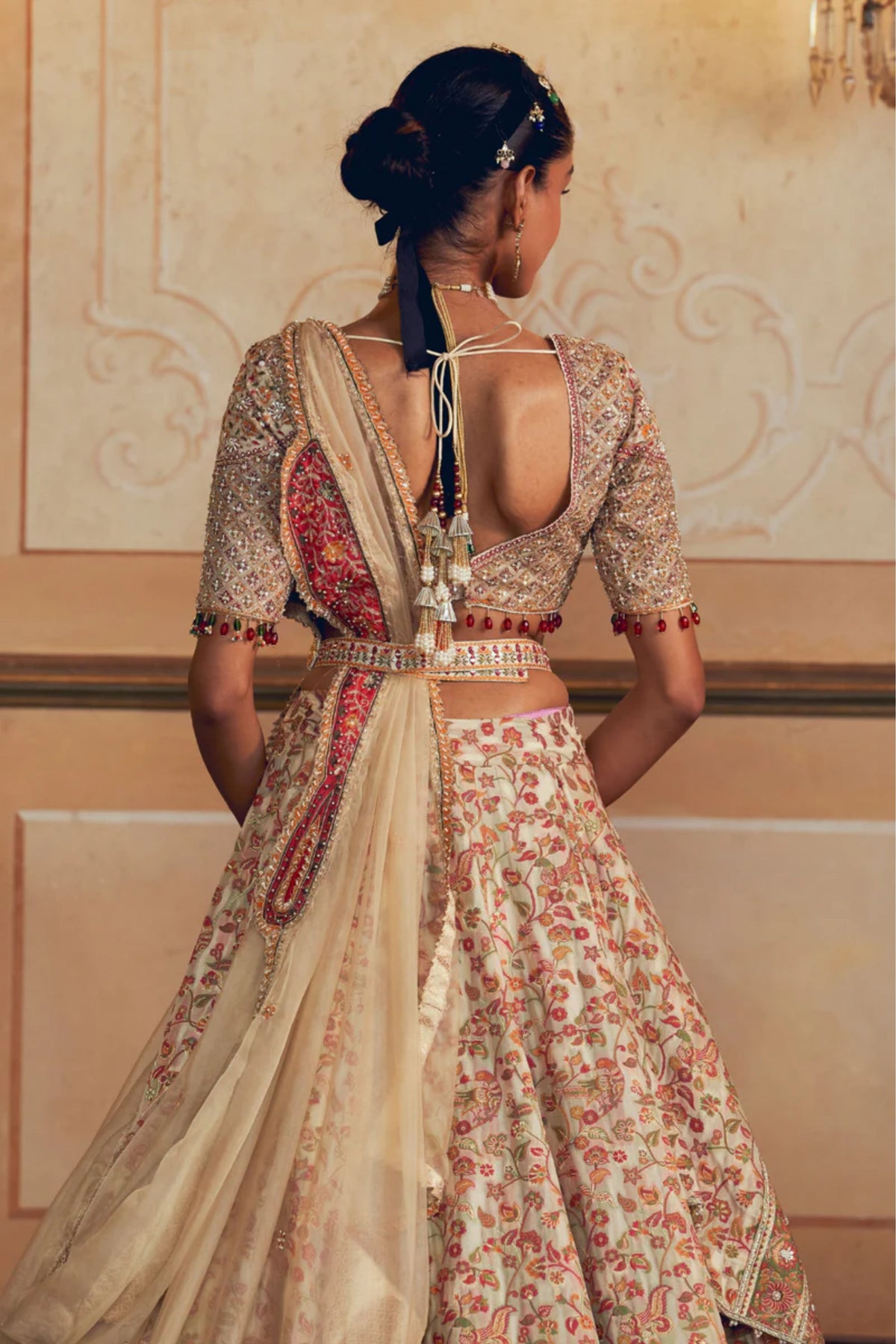 Ivory Jacquard Lehenga Set