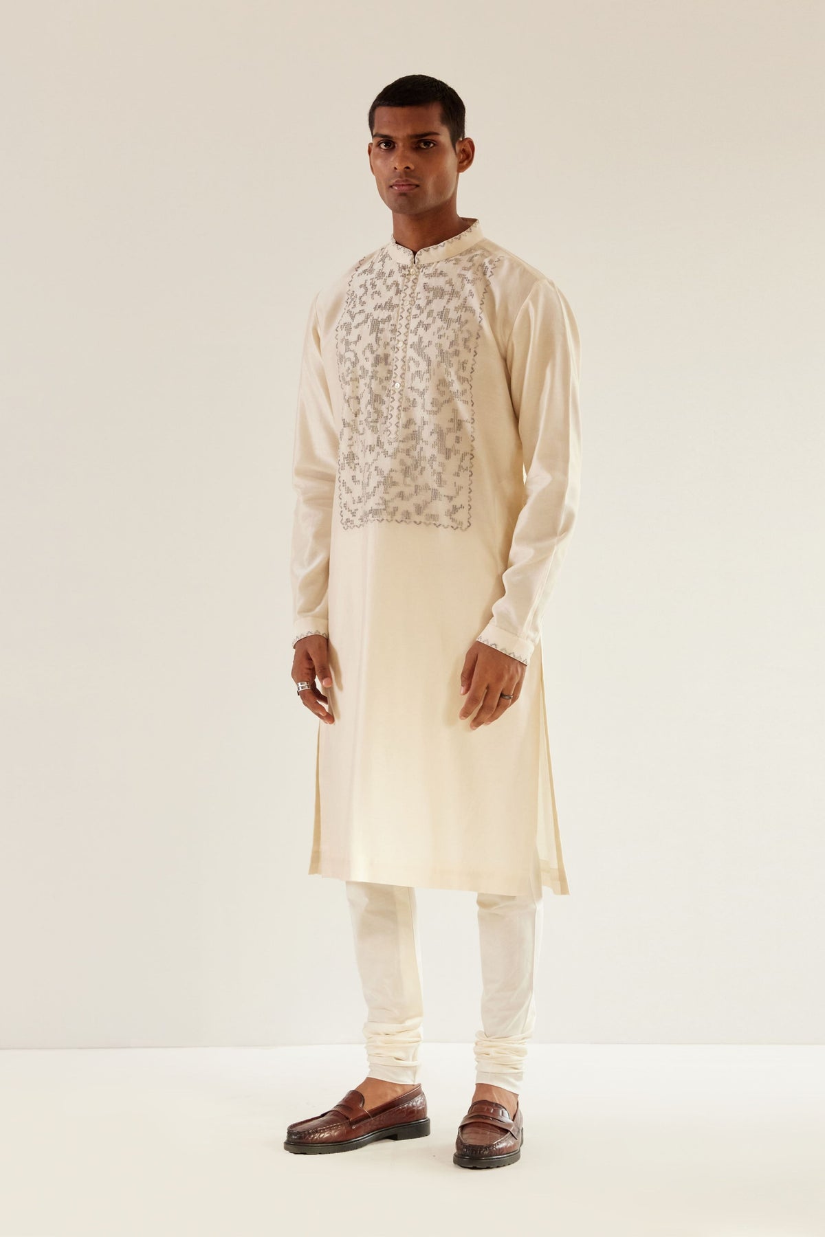 Camo Block Yoke Embroidery   Kurta Set