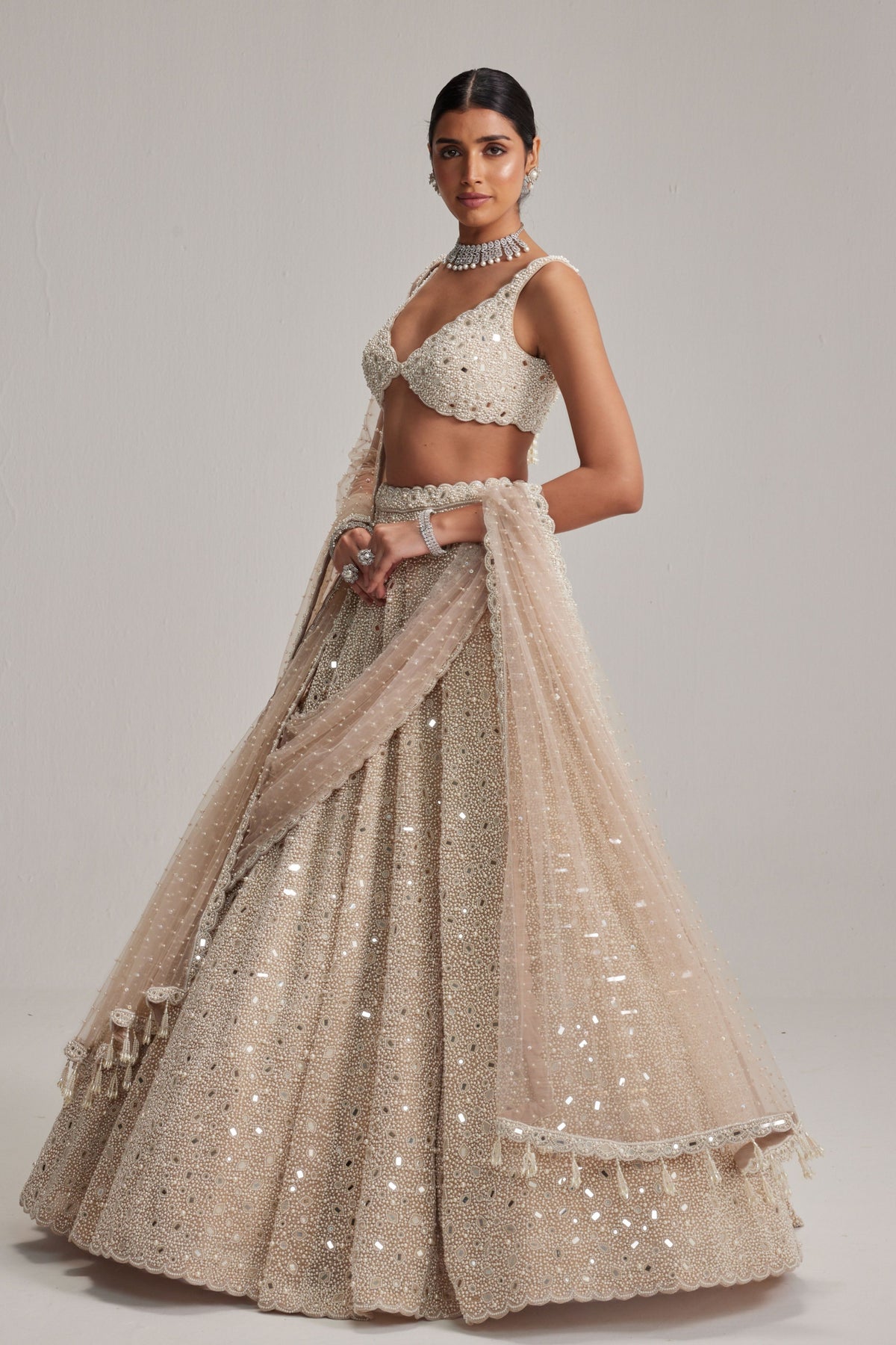 Light Beige Lehenga Set
