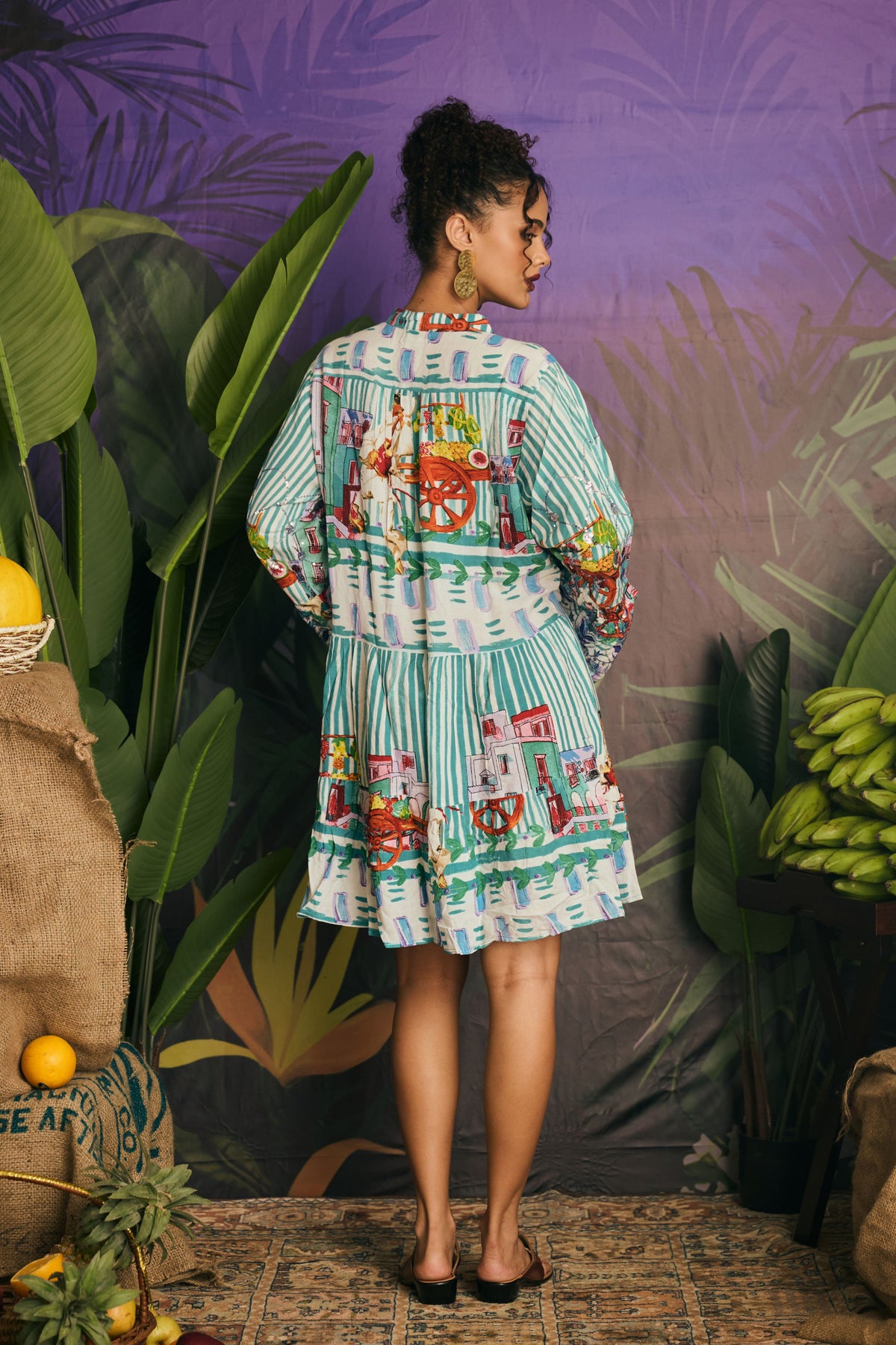 Embridered Stripe Tassel Dresss