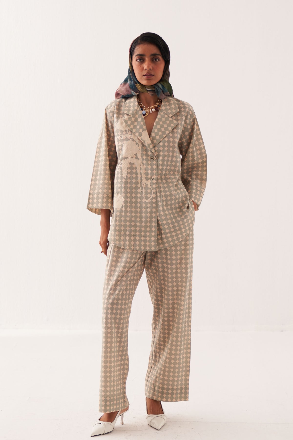 Cuboid Appliqe Jacket Shirt