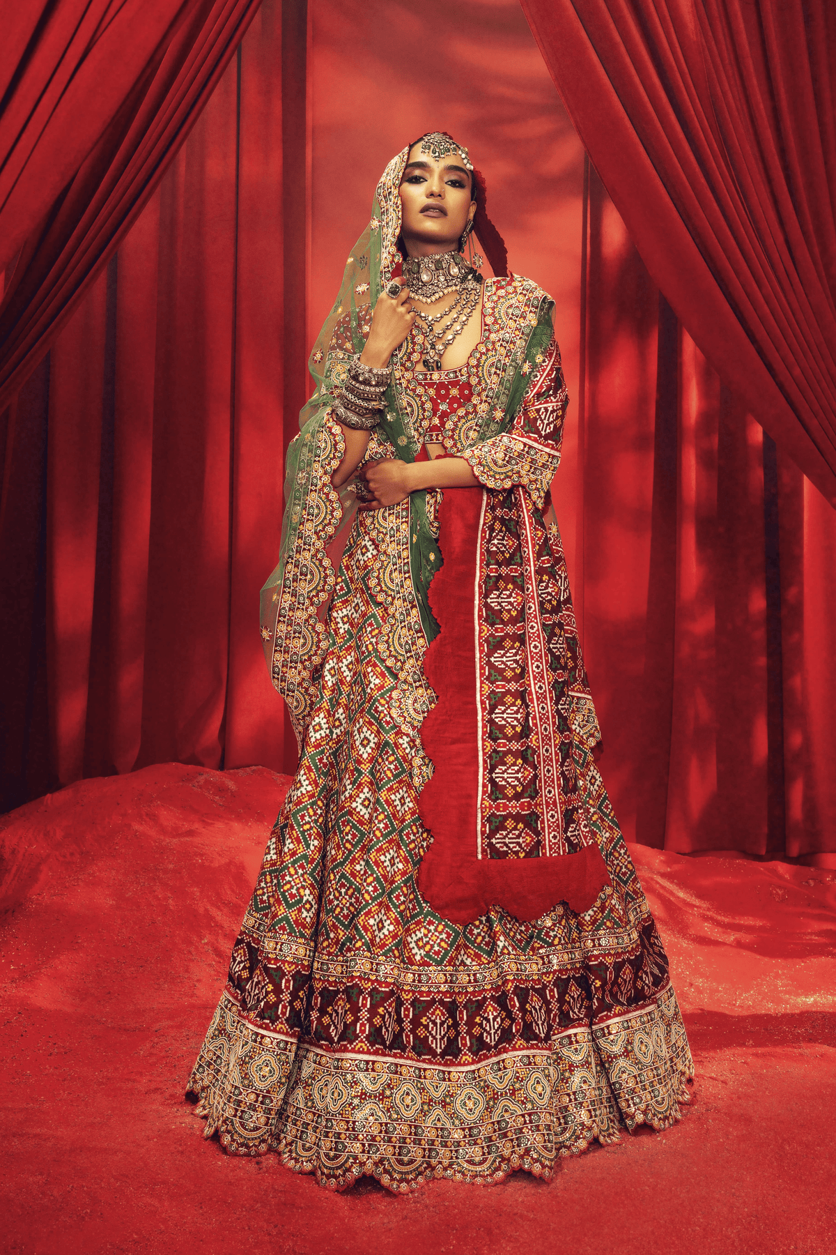 Green Patola Lehnga