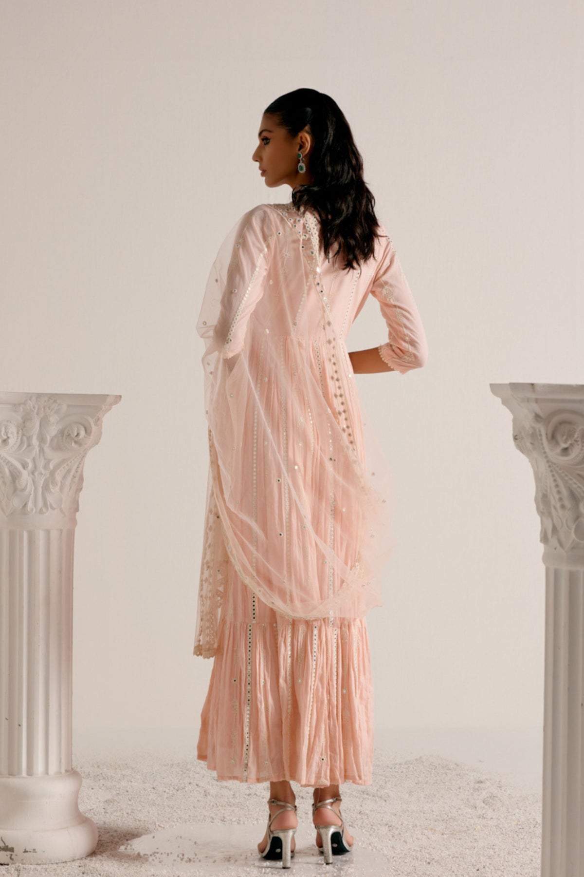 Blush Pink Criss Cross Anarkali Set