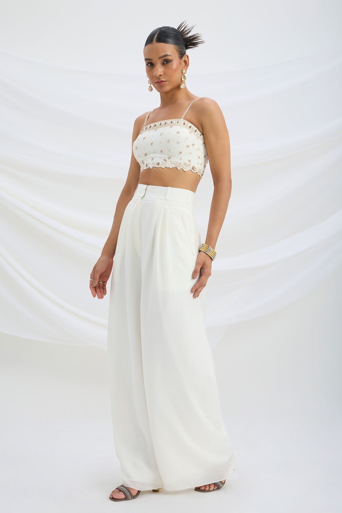 Ivory Embroidered Cord Set