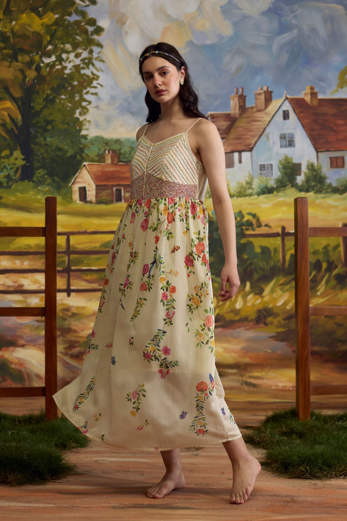 Lumina Floral Chanderi Dress