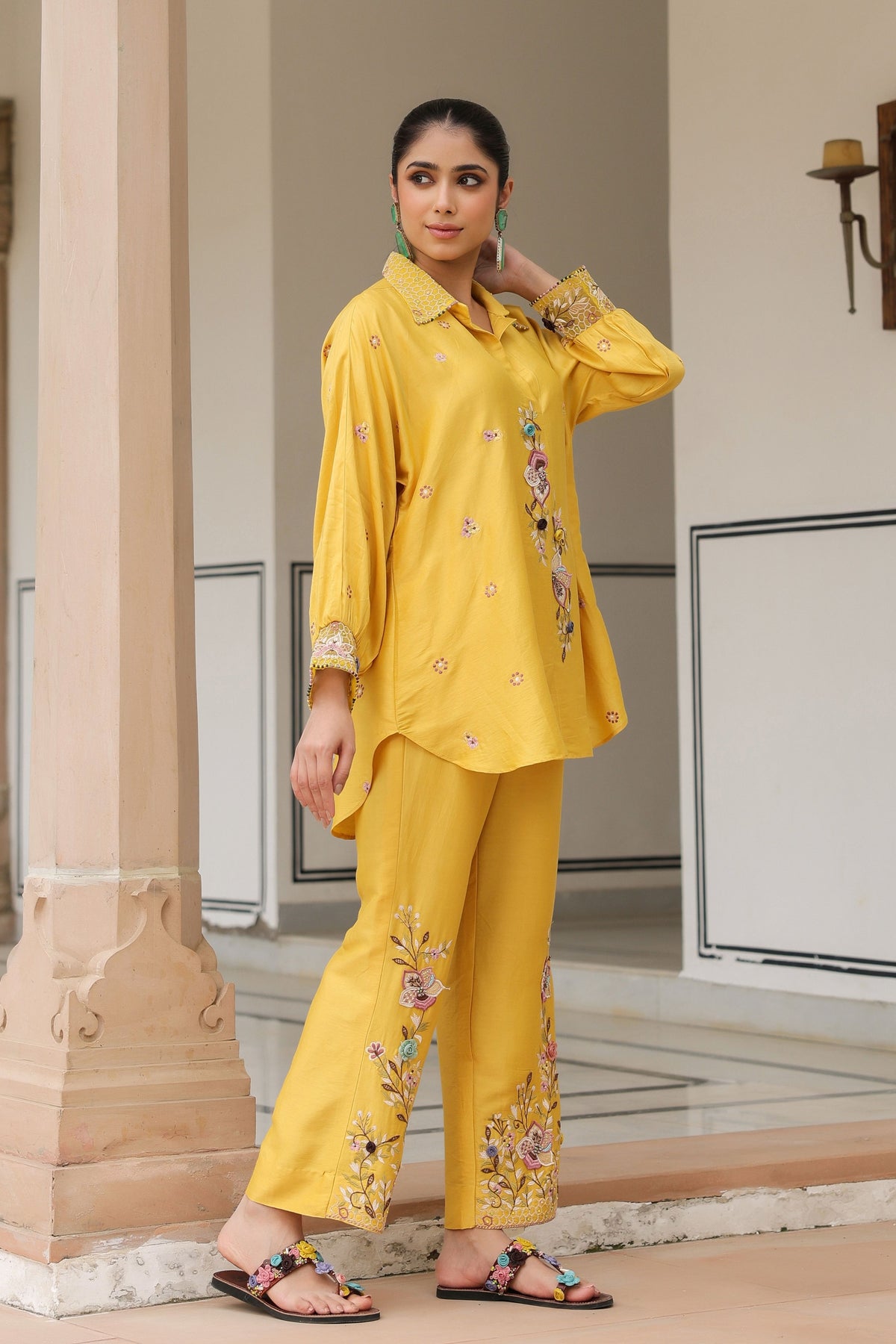 Gulzar Yellow Embroidered Co-ord Set