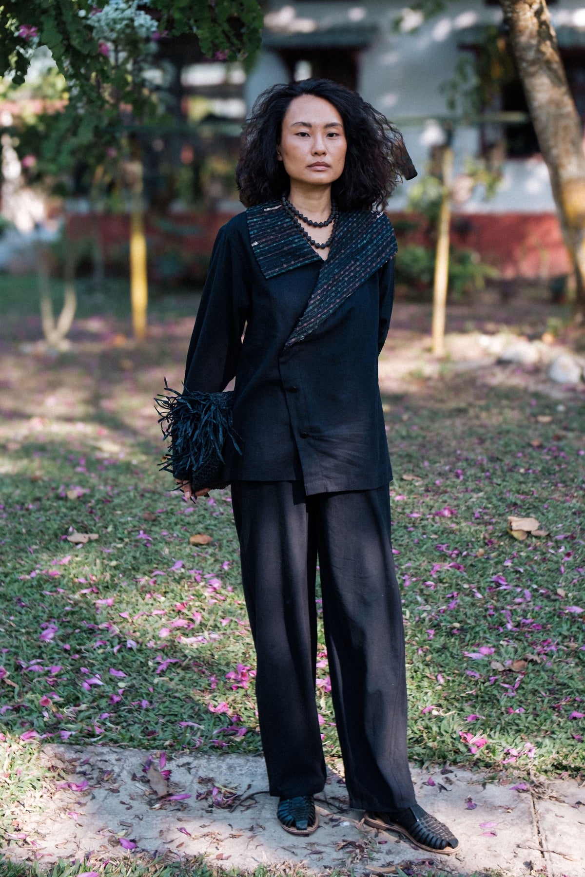 Handwoven Sailor Black Flared Pants