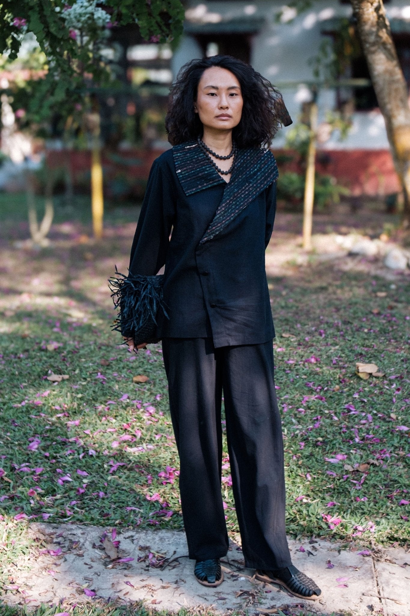 Handwoven Sailor Black Flared Pants - The Terra Tribe - Elahe