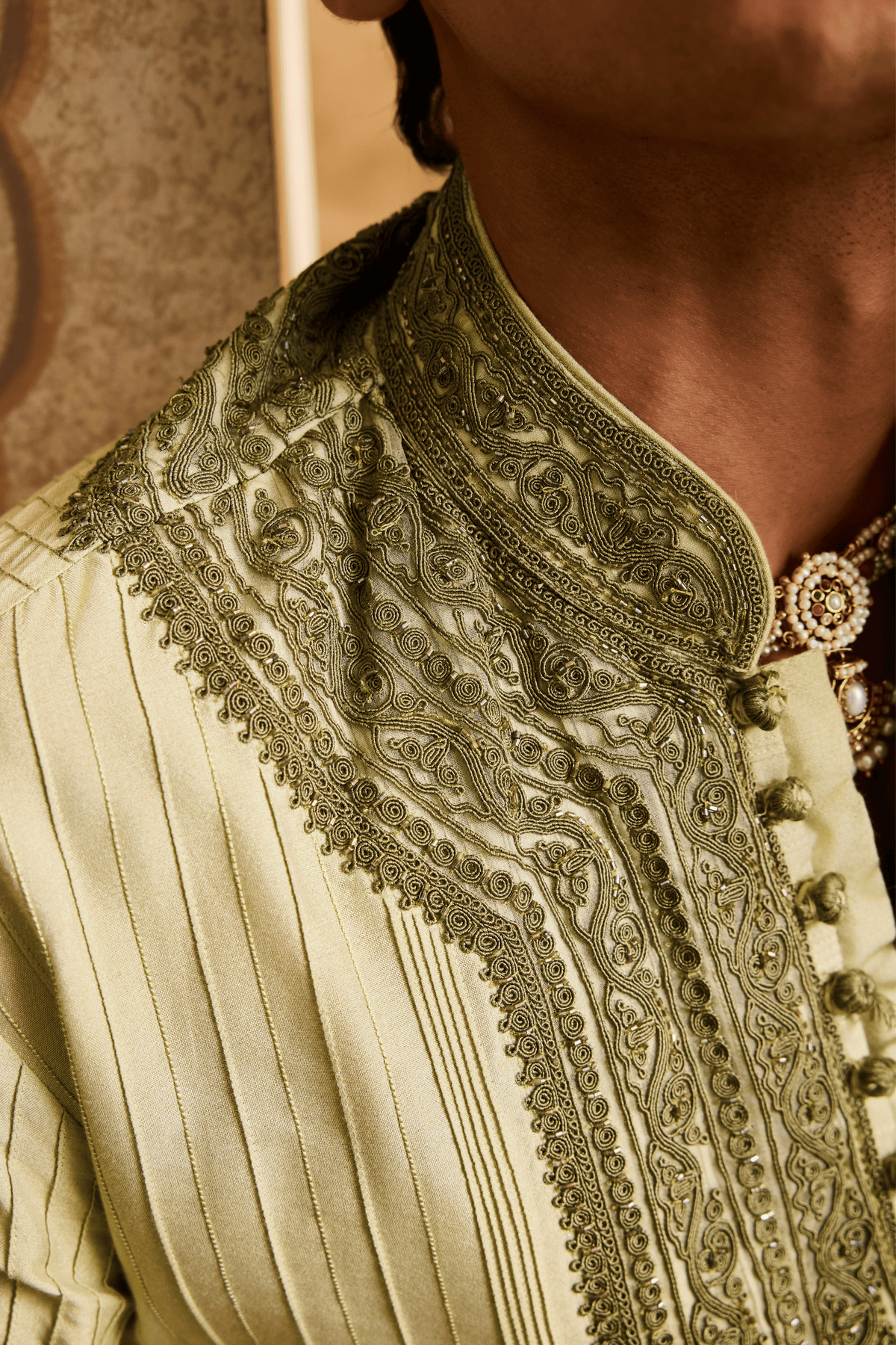 Embroidered Sage Green Kurta Set