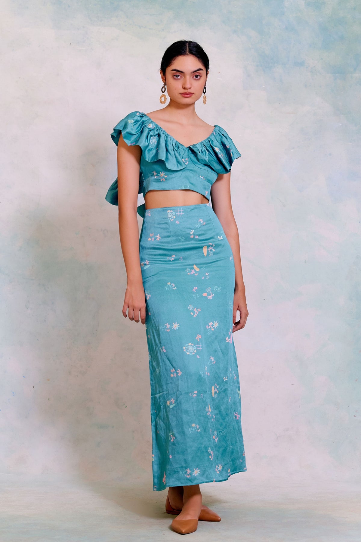 Edith Sea Blue Co-ord Set