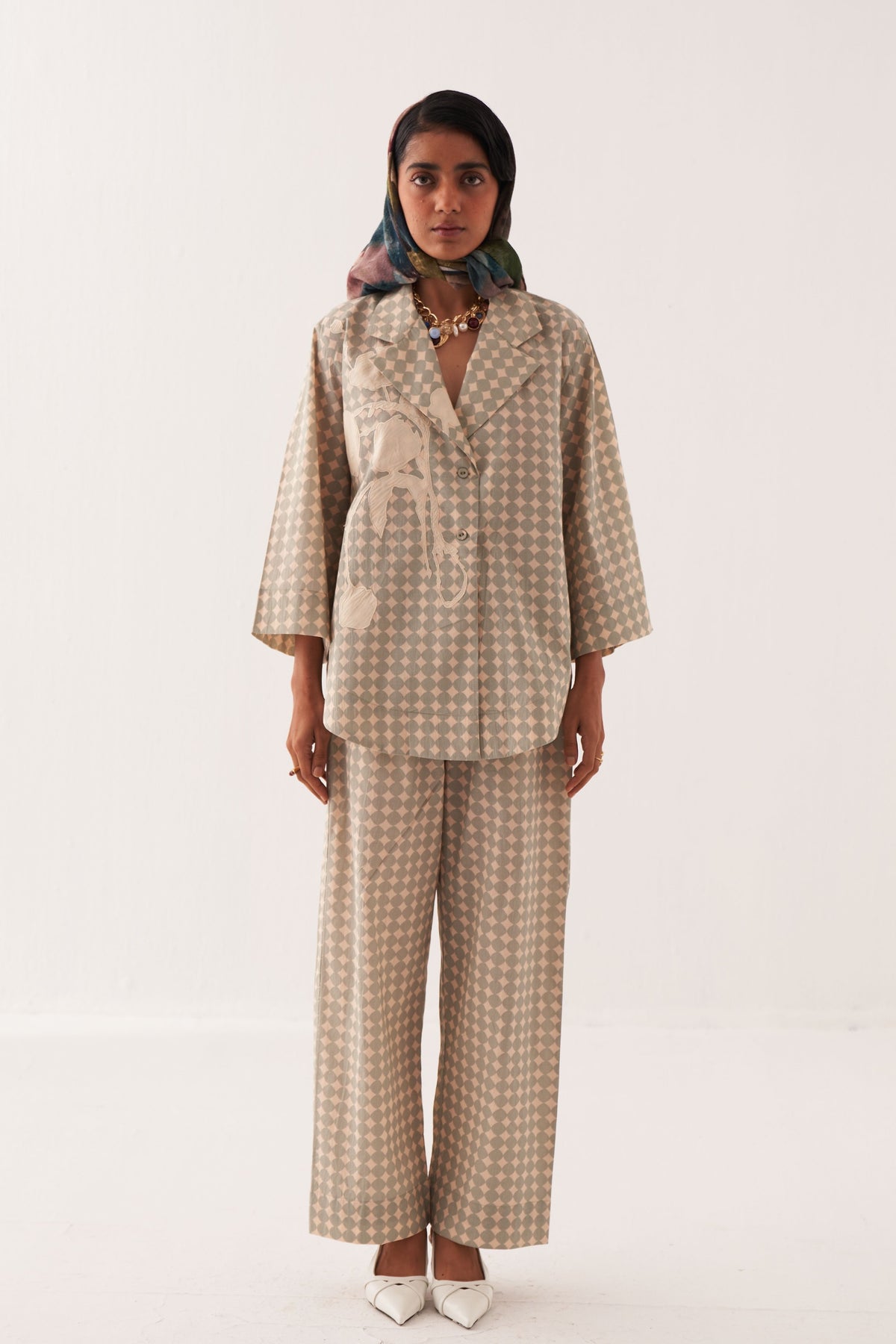 Cuboid Appliqe Jacket Shirt