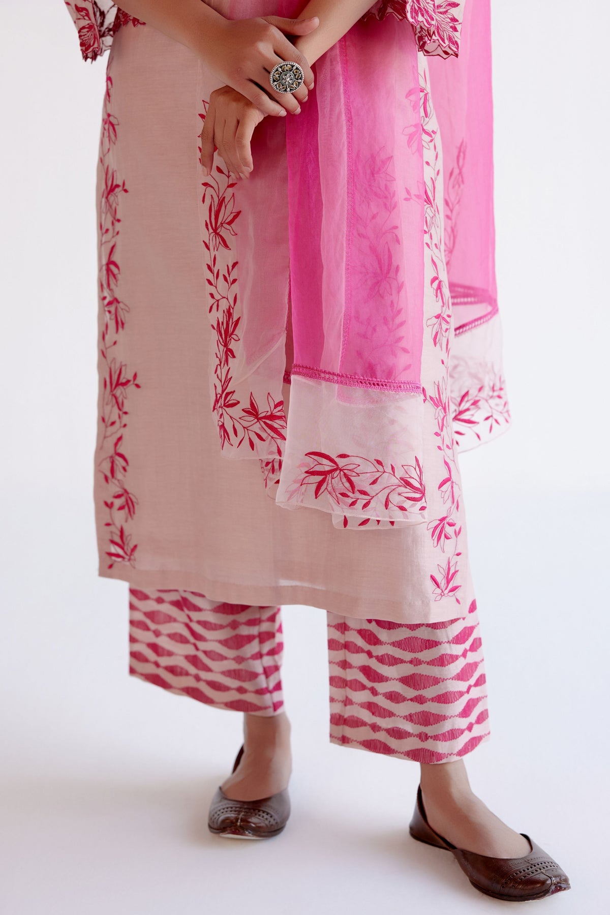 Blush Pink Resham Embroidery Kurta Set