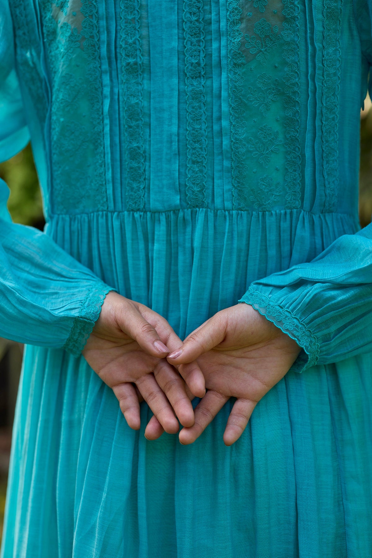 Wander Trail Blue Embroidered Dress