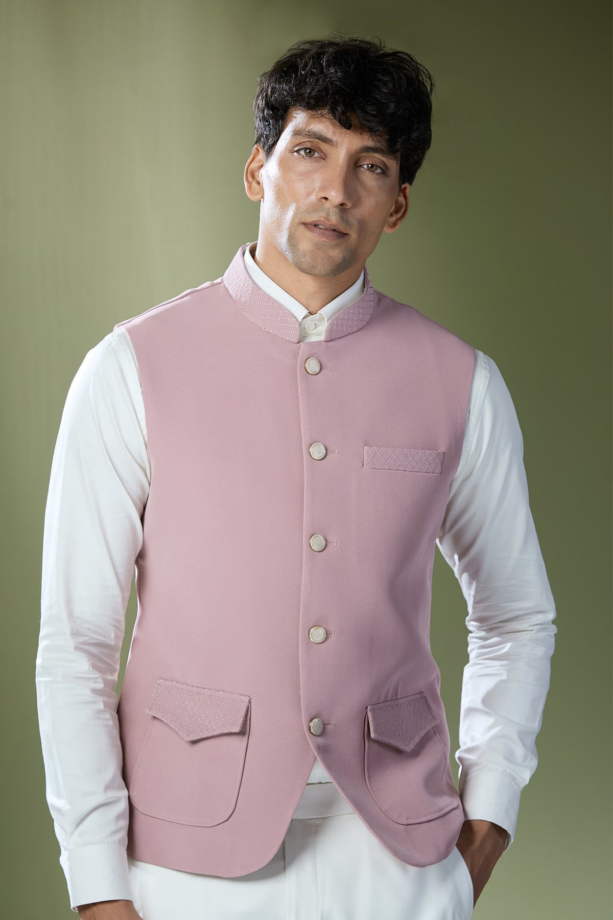 Dusty Pink Nehru Jacket Set