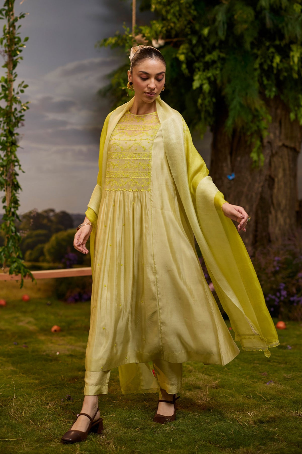 Woodland Stories Embroidered Yellow Kurta Set