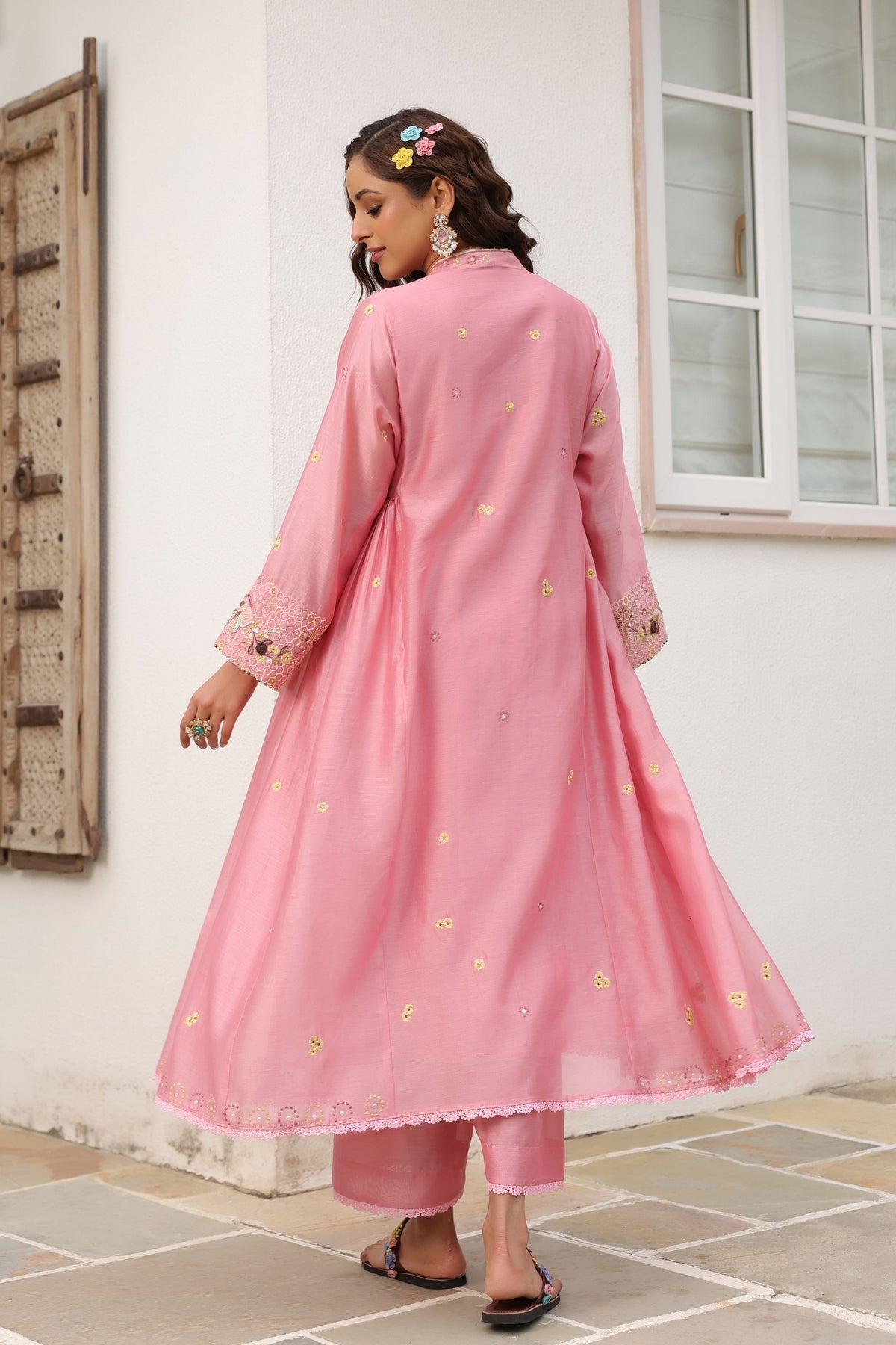 Gulzar Pink Kalidaar Set