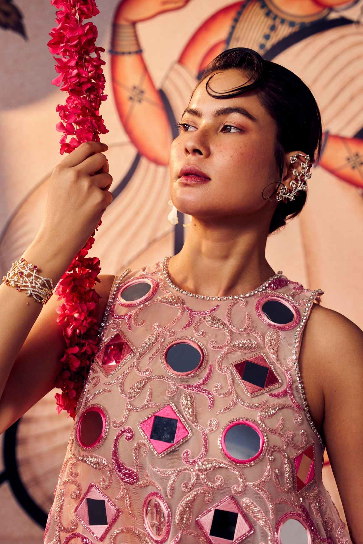 Pink Mirror Sharara Set