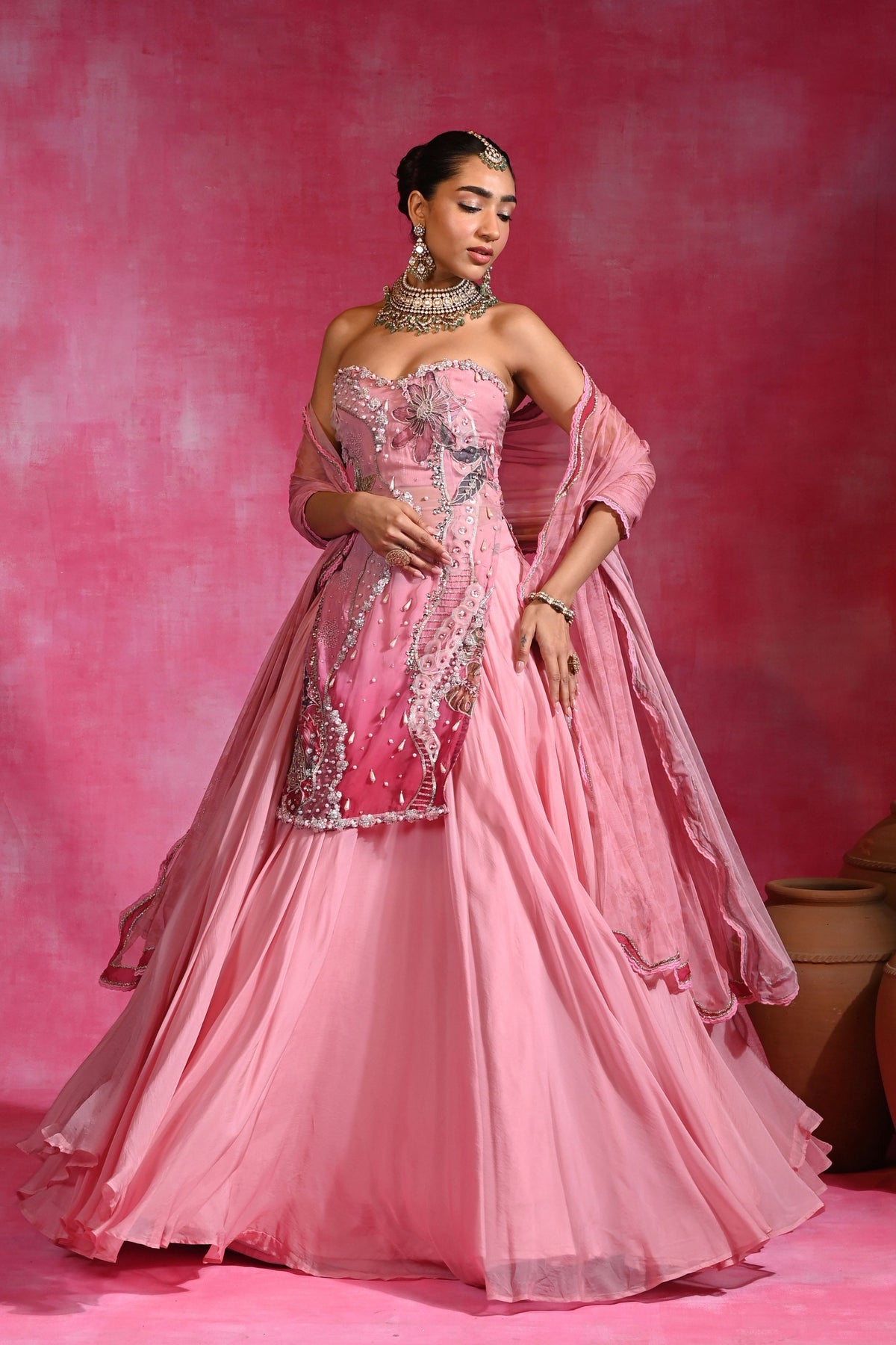 Gulabi Sitara Skirt Set
