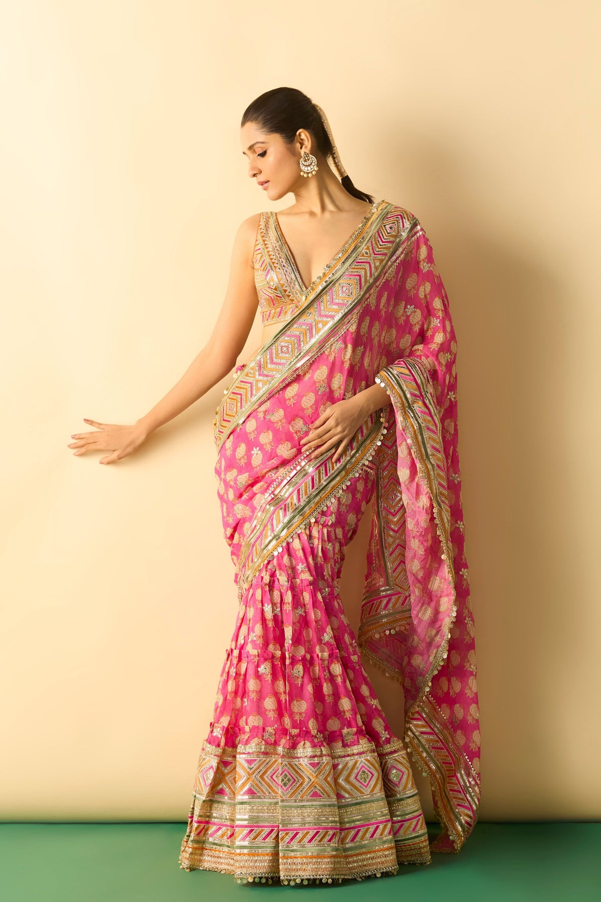 Jasleen Pink Saree Set
