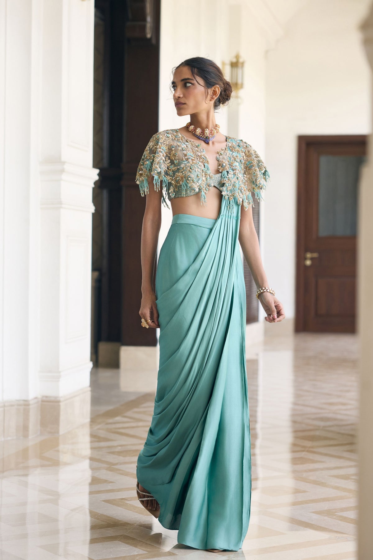 Lilium Cape Draped Saree Set