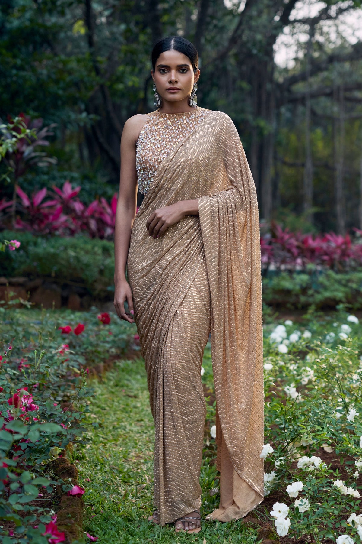 Kanak Tara Crystal Draped Saree Set