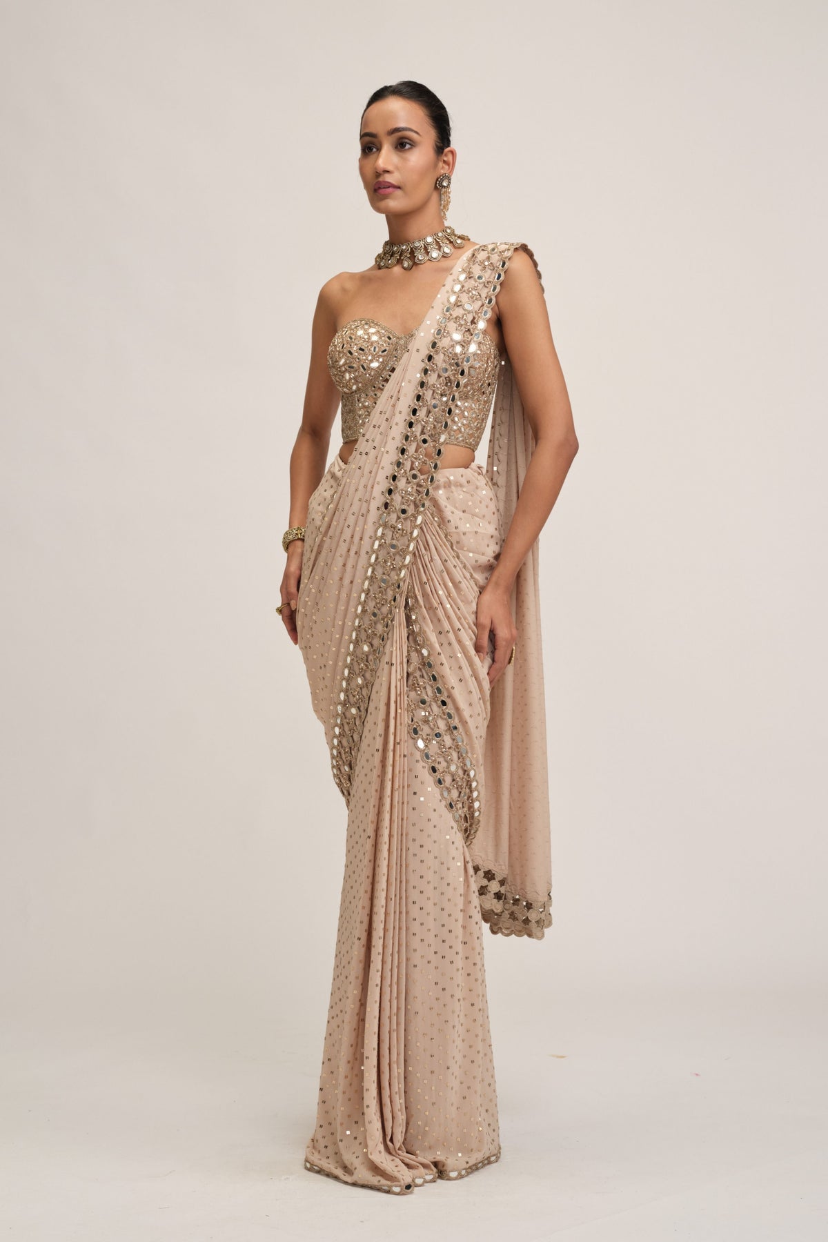 Modern Draped Saree Set