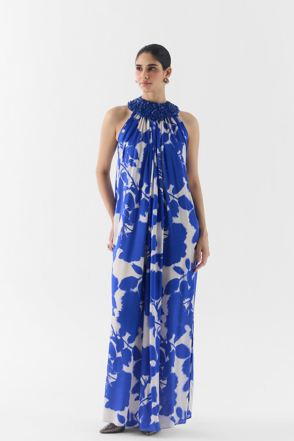 Blue Ink Halter Dress