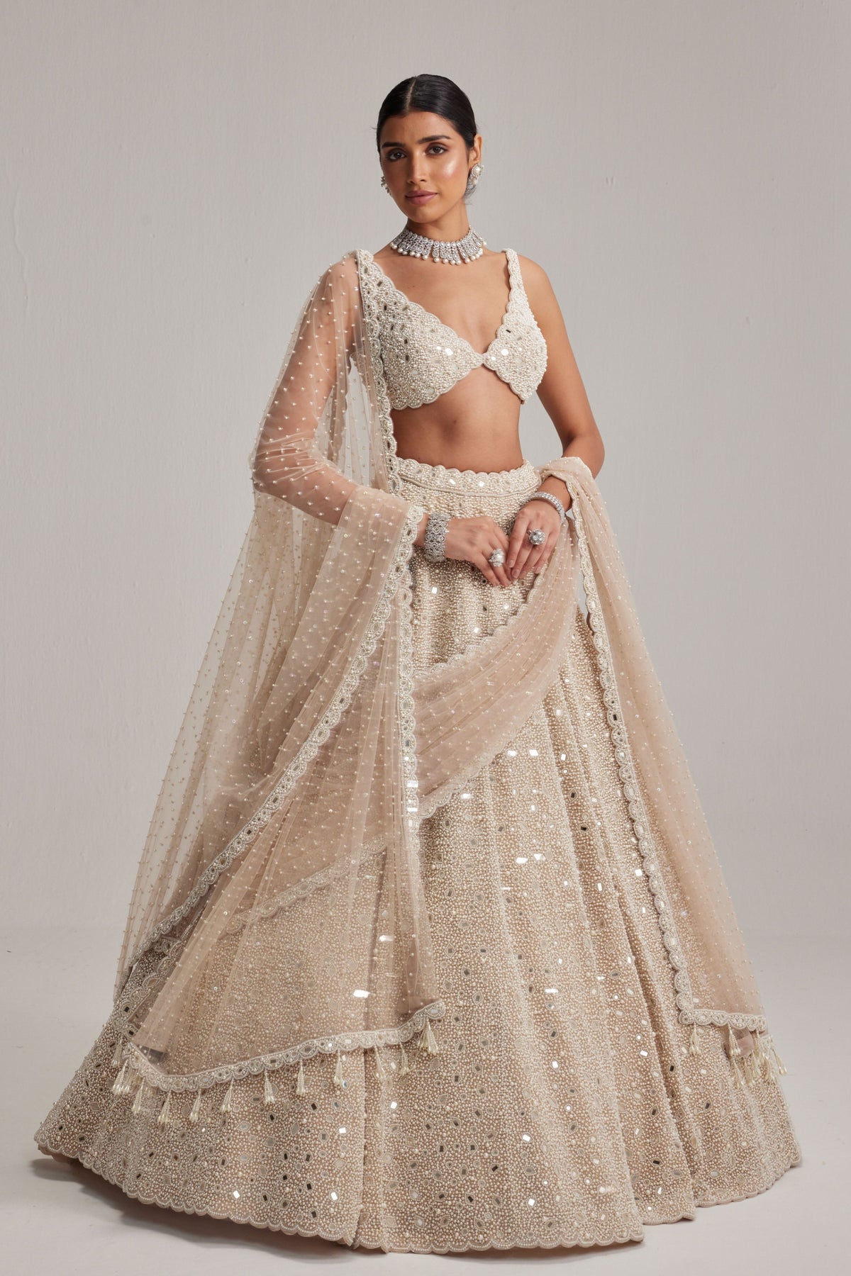 Light Beige Lehenga Set