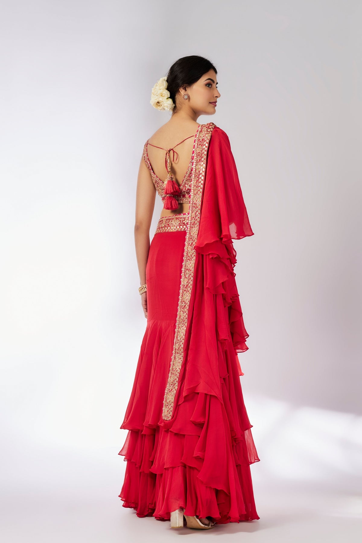 Red Shifa Saree Set