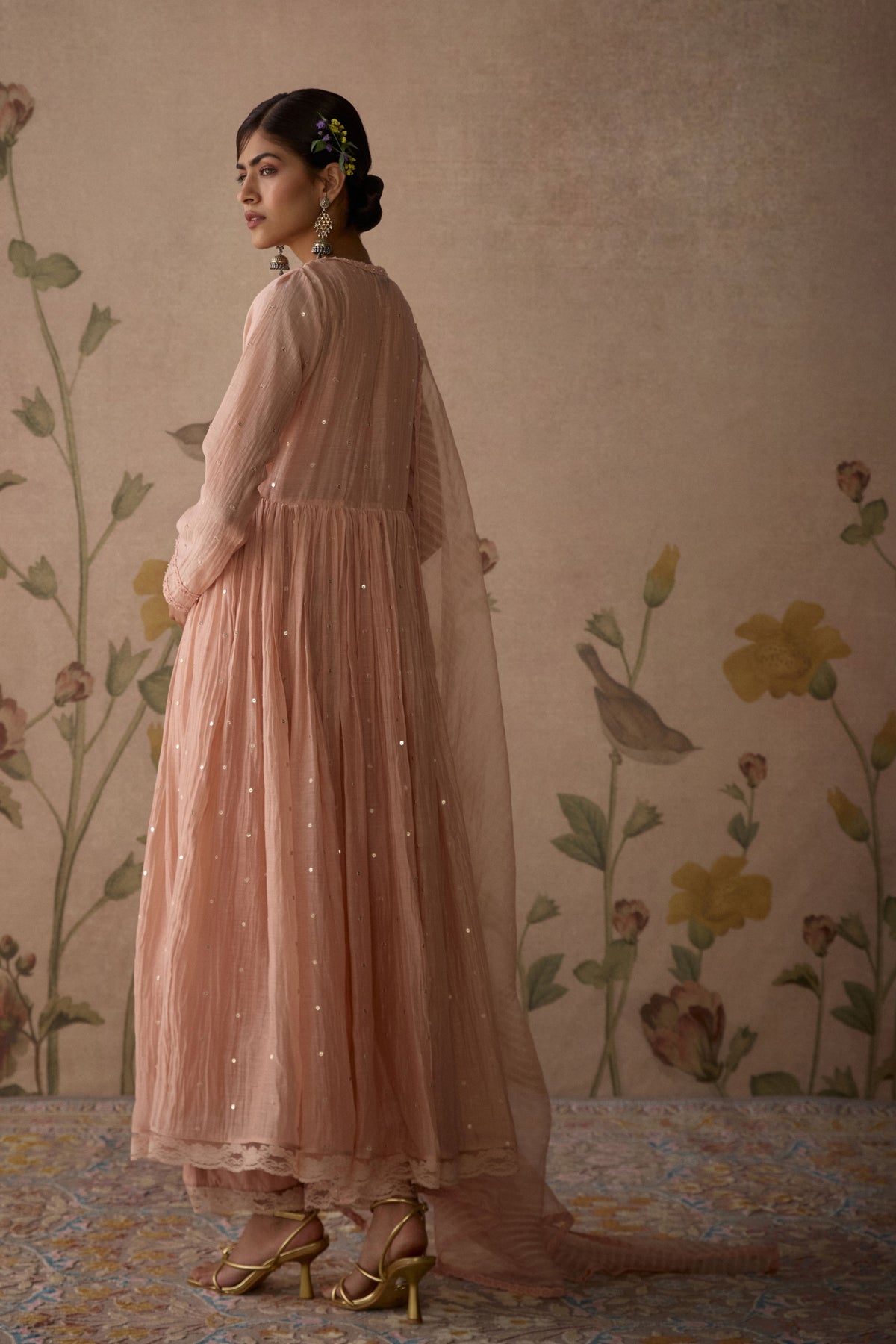 Pink Hand Embroidered Anarkali Set