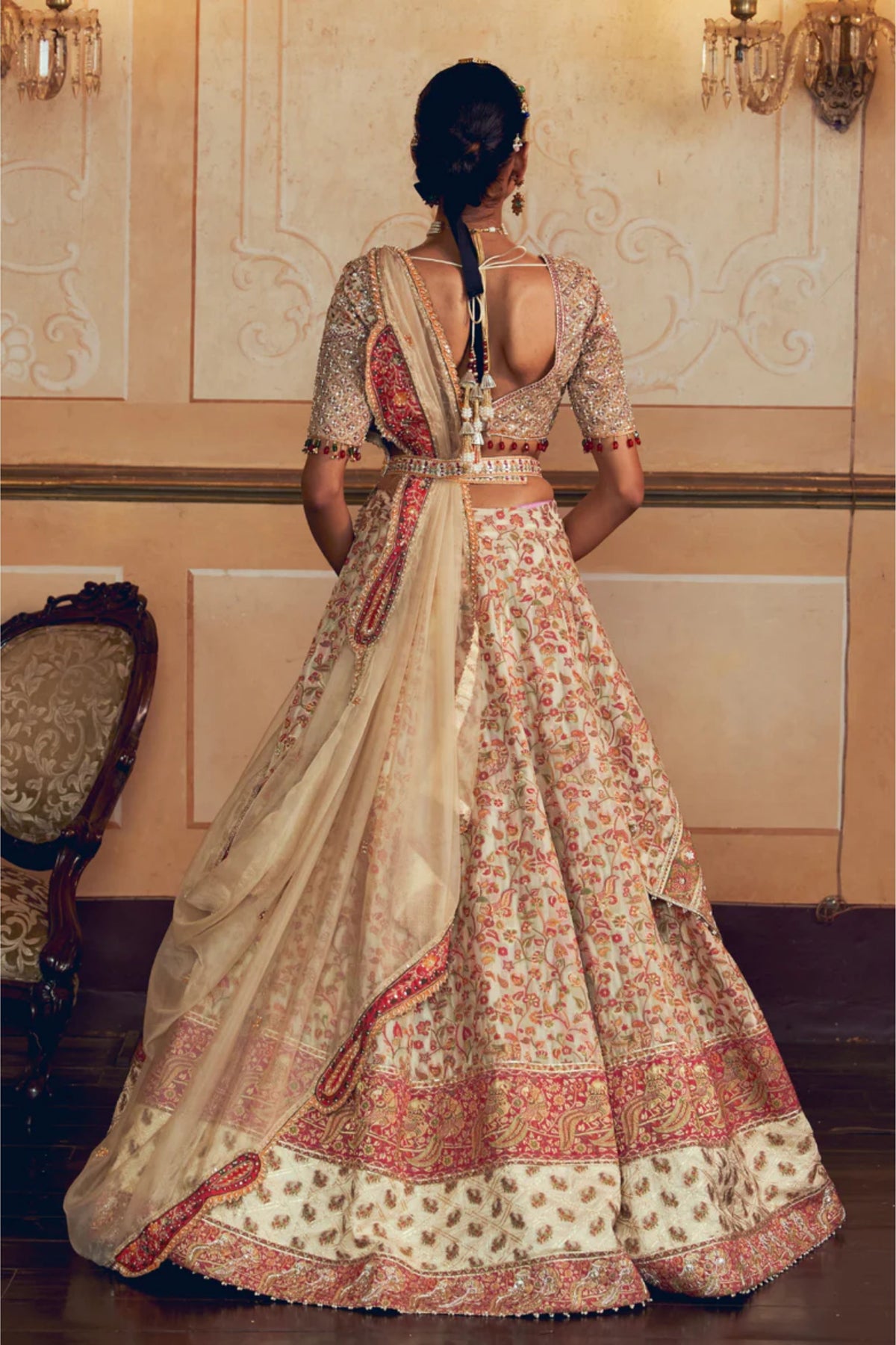Ivory Jacquard Lehenga Set