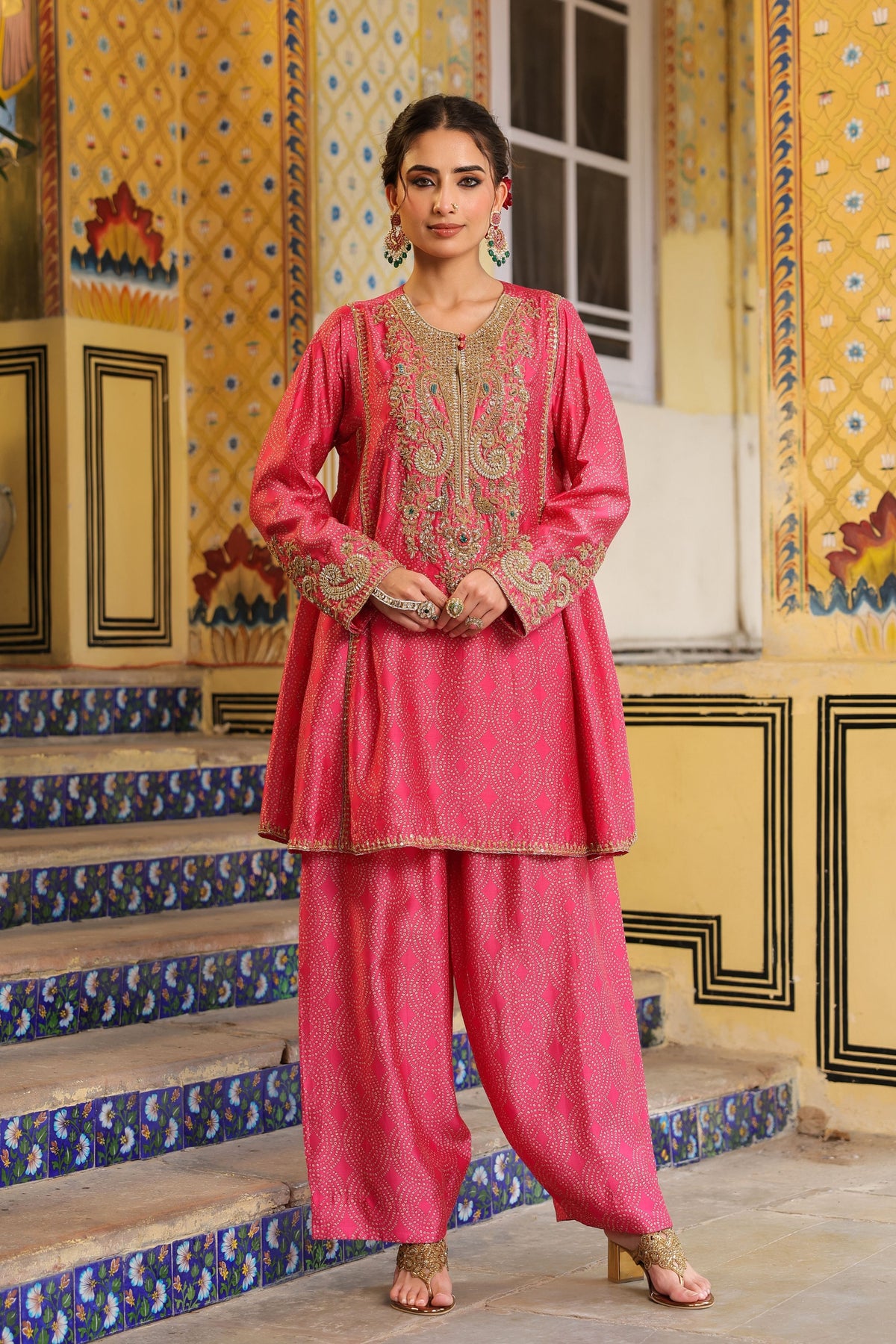 Ahista Pink Short Kurta Set