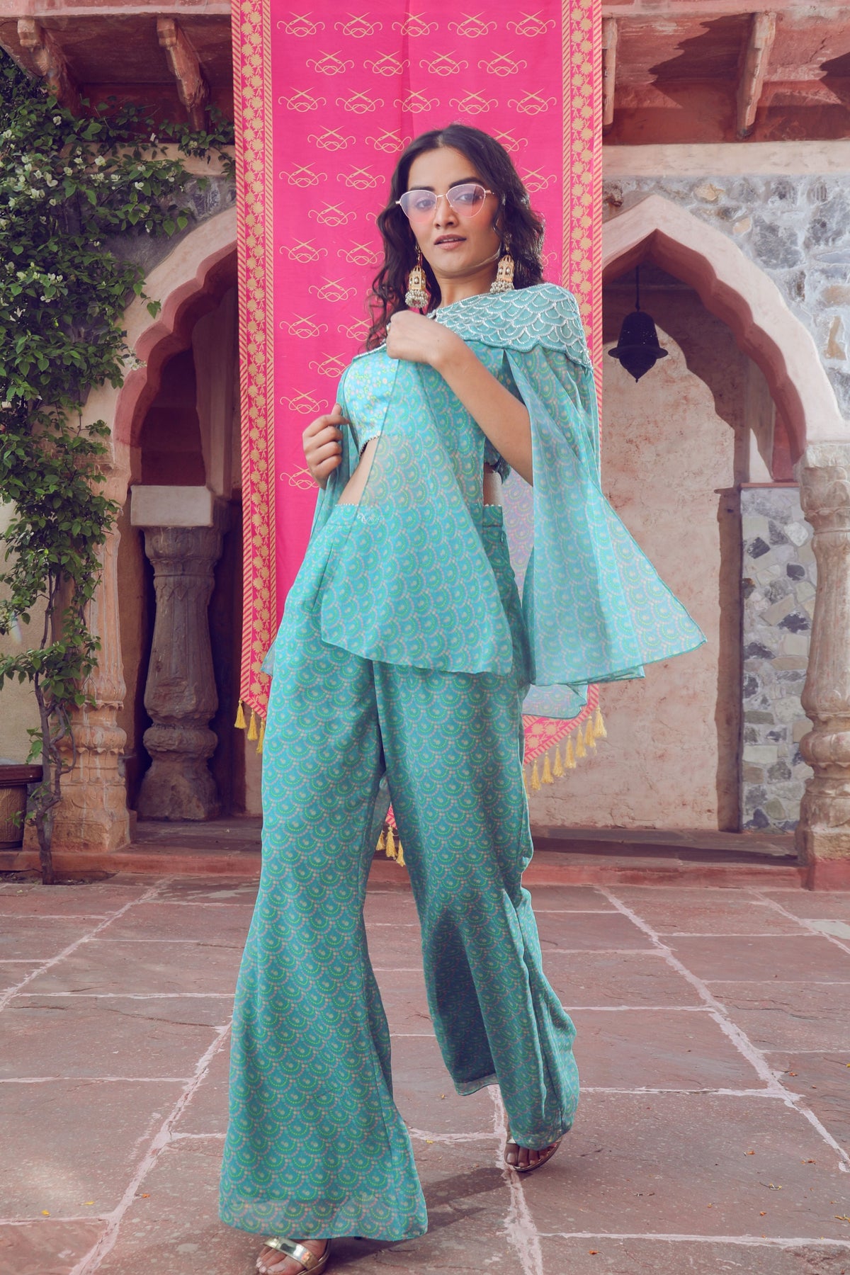 Aqua Splash Printed Cape Set