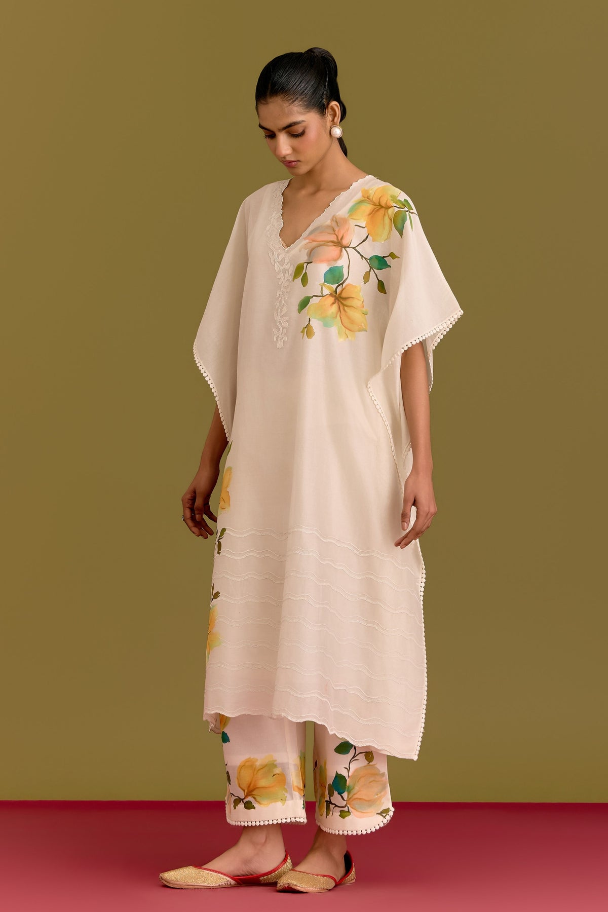 Ivory Hand Paint Kaftan Set