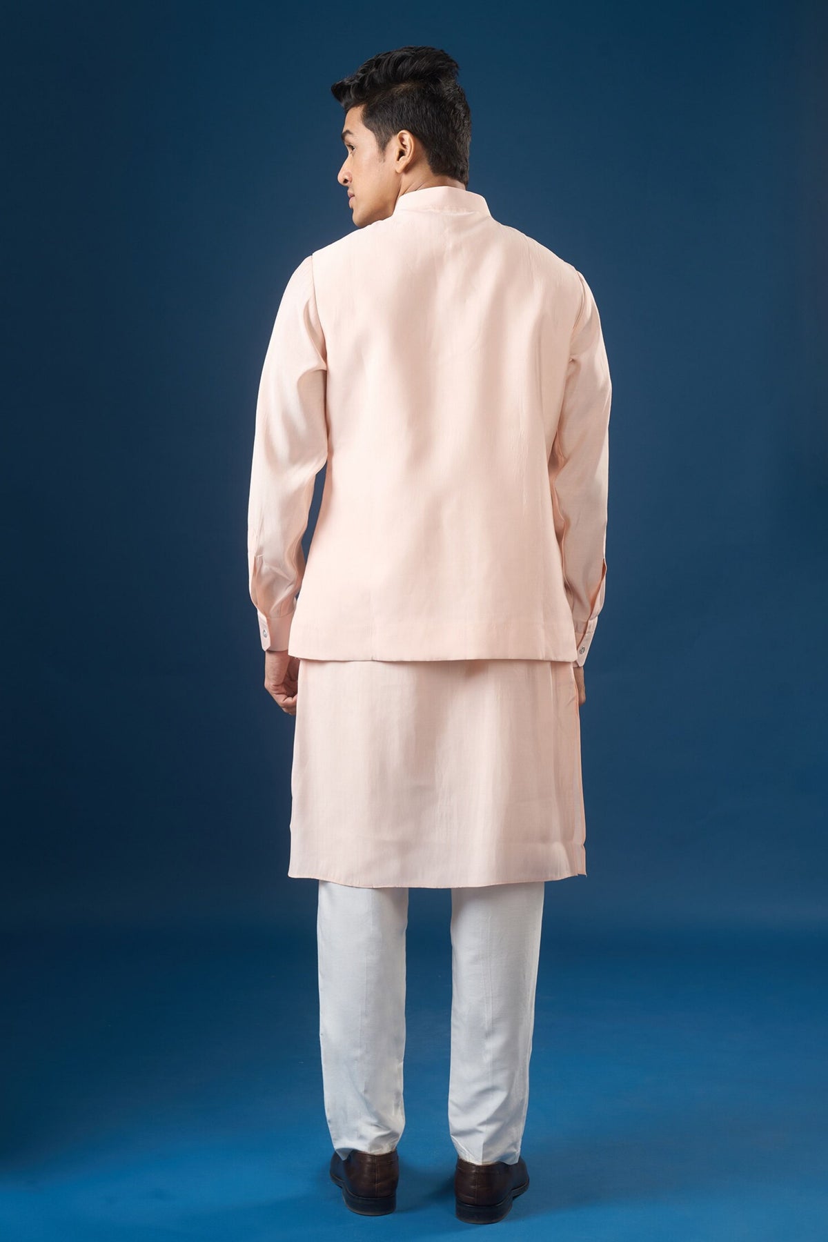 Pink Embroidered Kurta-bundi Set